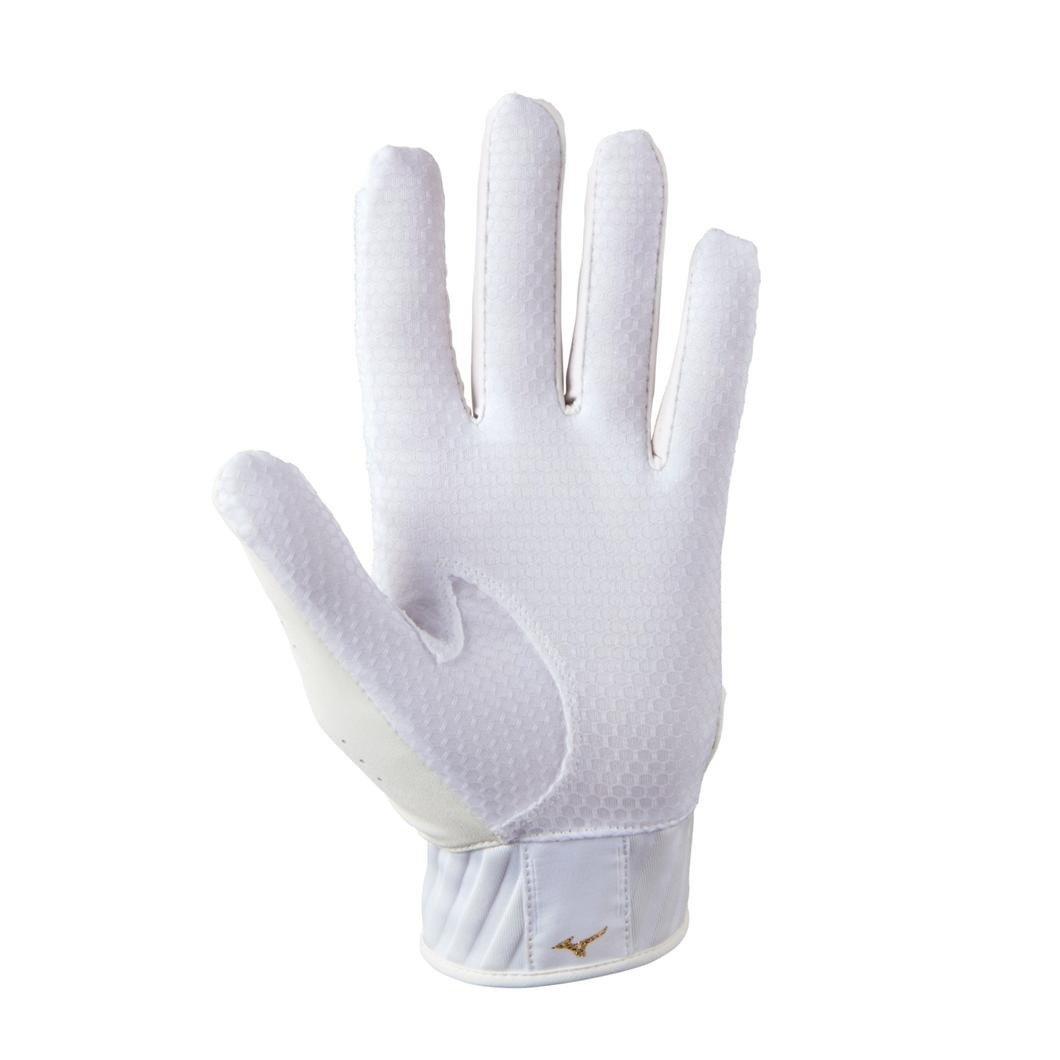 Mizuno MVP Baseball Batting Gloves - WHITE/GOLD Thumbnail View 2