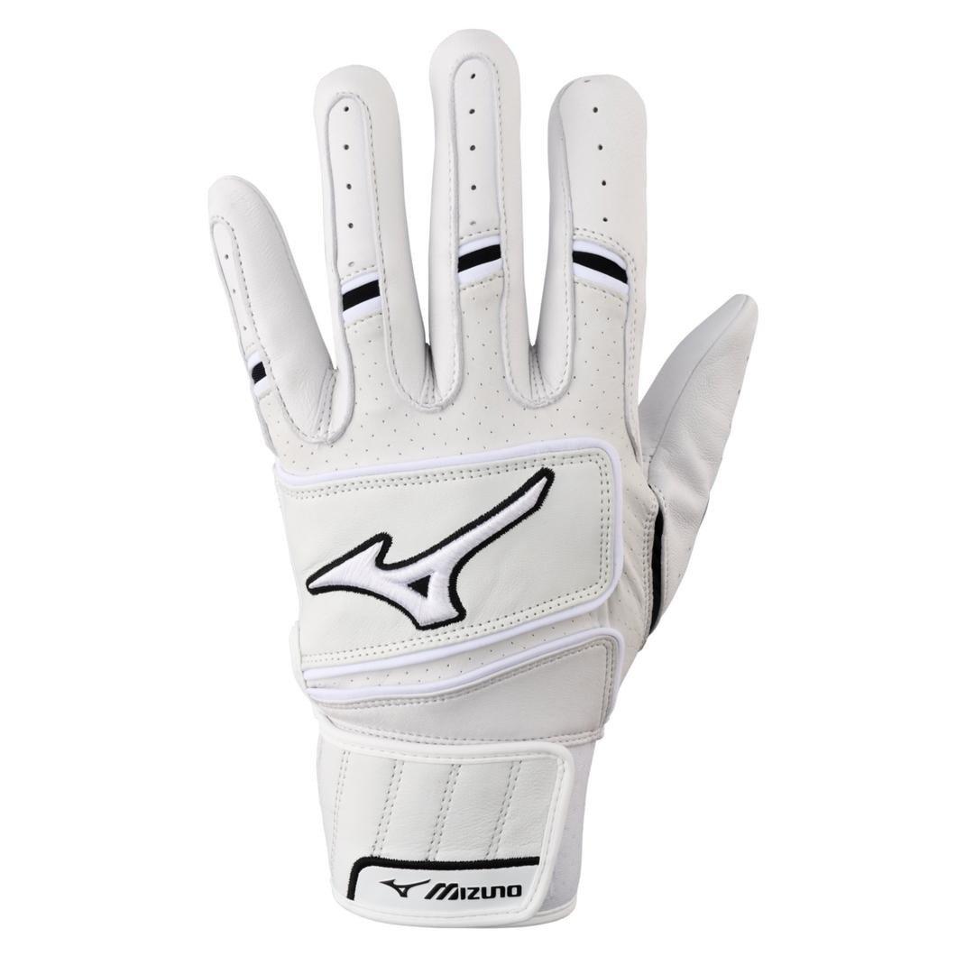 Mizuno Pro Select Baseball Batting Gloves - WHITE Thumbnail View 1