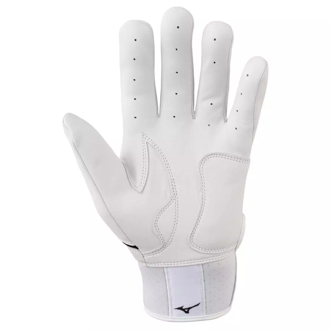 Mizuno Pro Select Baseball Batting Gloves - WHITE