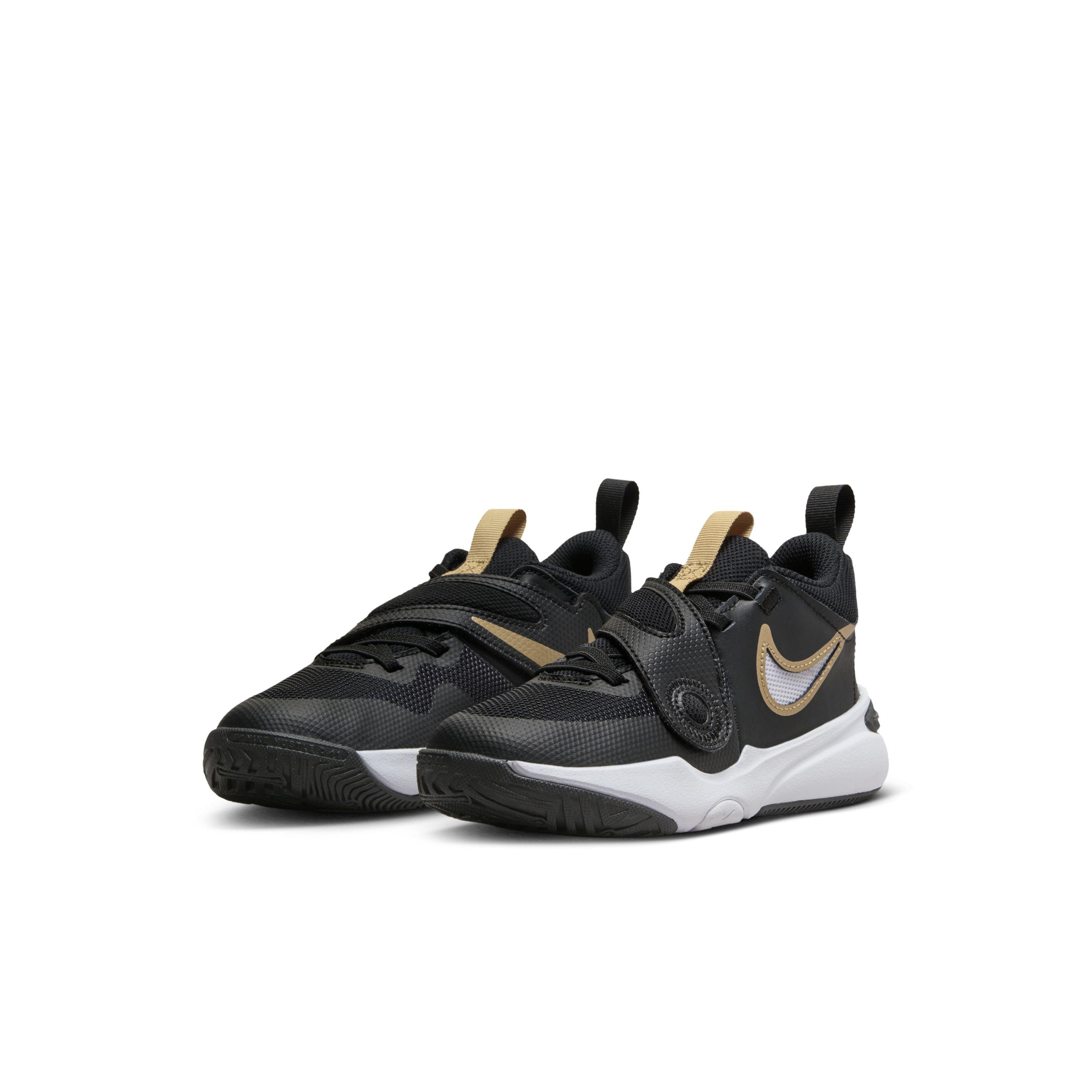 Nike Team Hustle D 11 Preschool Boys' "Black/Anthracite/Gold" Basketball Shoe