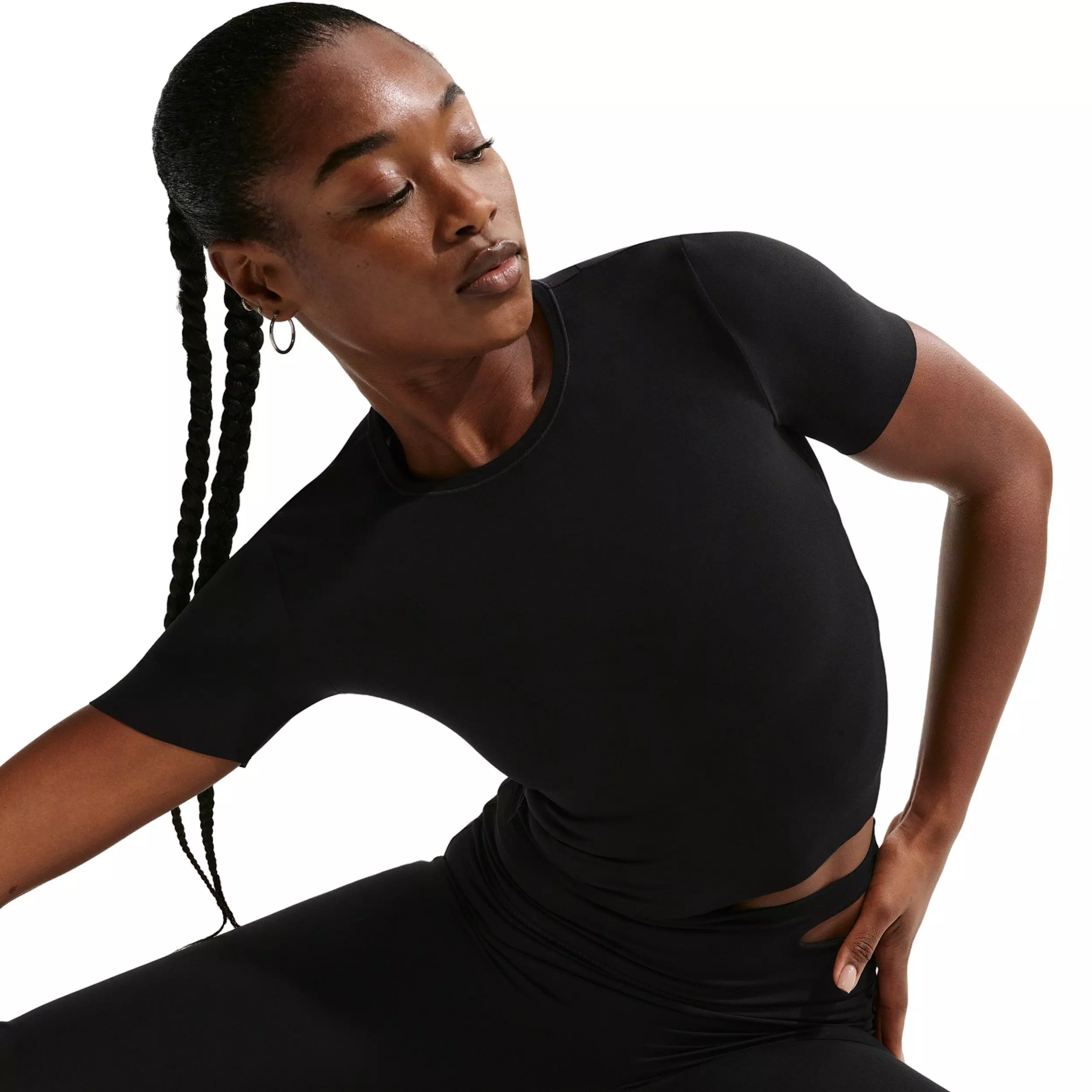 Nike Women's Zenvy Dri-FIT Short-Sleeve Top -Black - BLACK