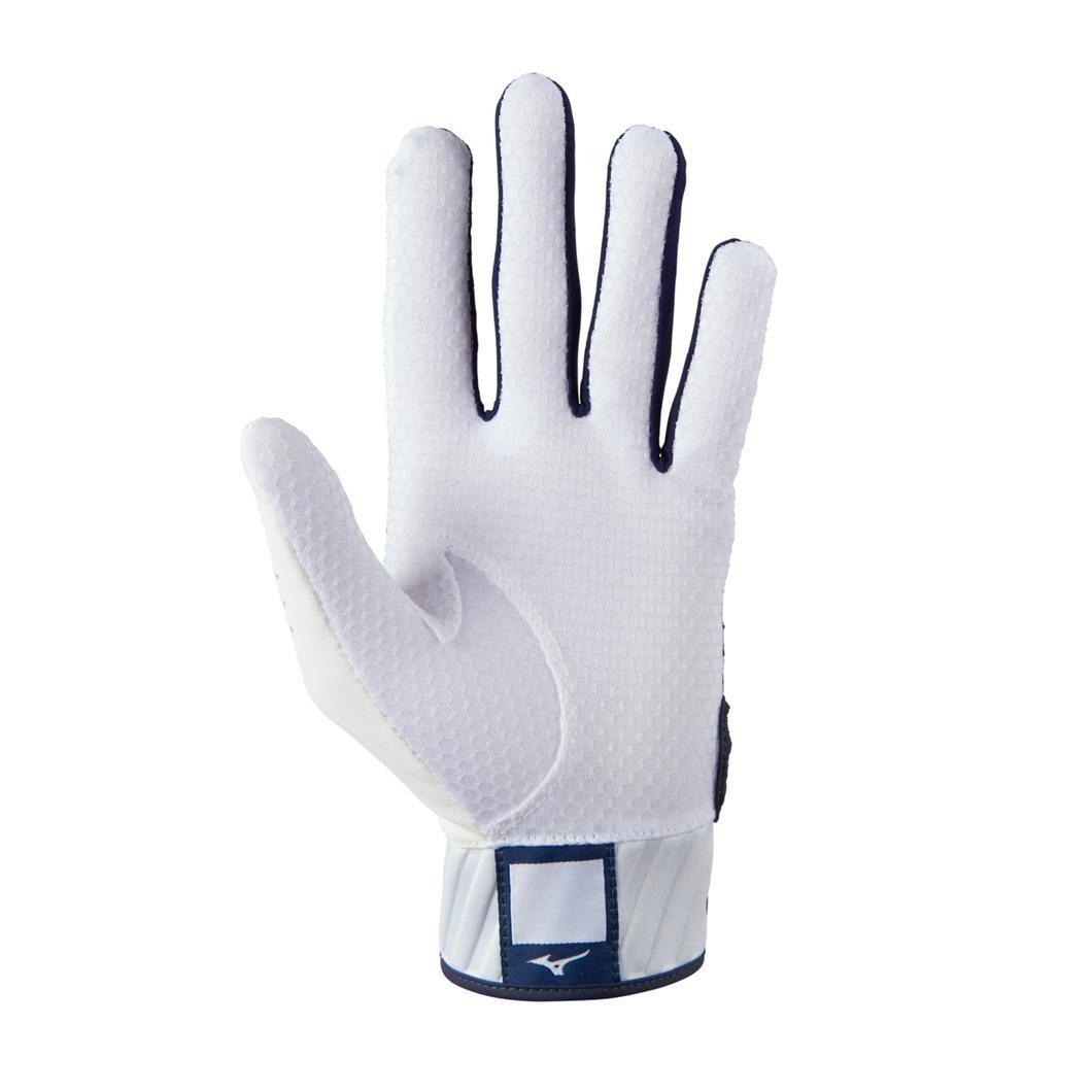 Mizuno Youth MVP Baseball Batting Gloves - WHITE/NAVY Thumbnail View 2