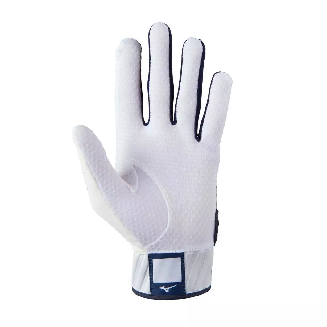 Mizuno Youth MVP Baseball Batting Gloves - WHITE/NAVY