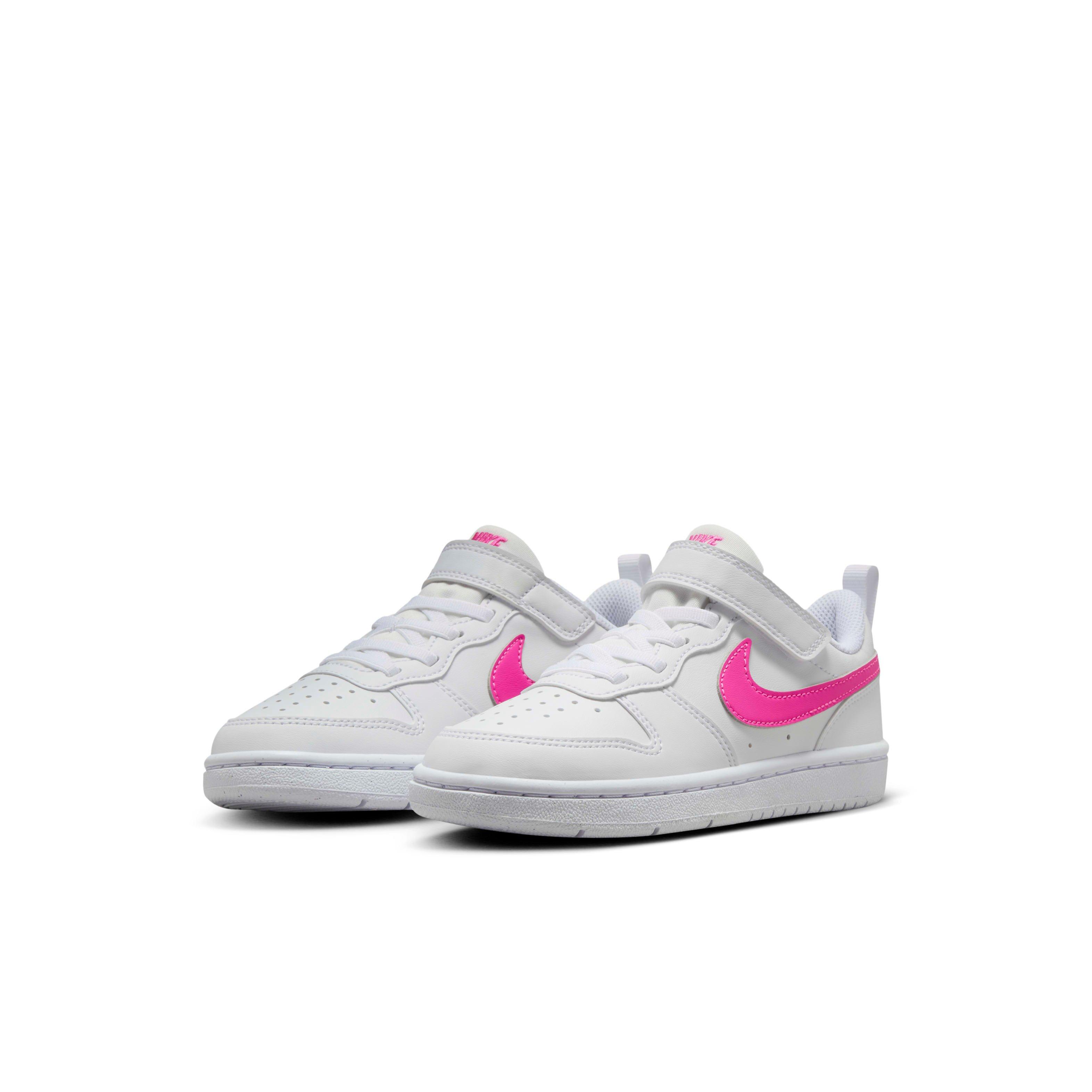 Nike Court Borough Low Recraft Preschool Girls' White/Laser Fuchsia Shoe