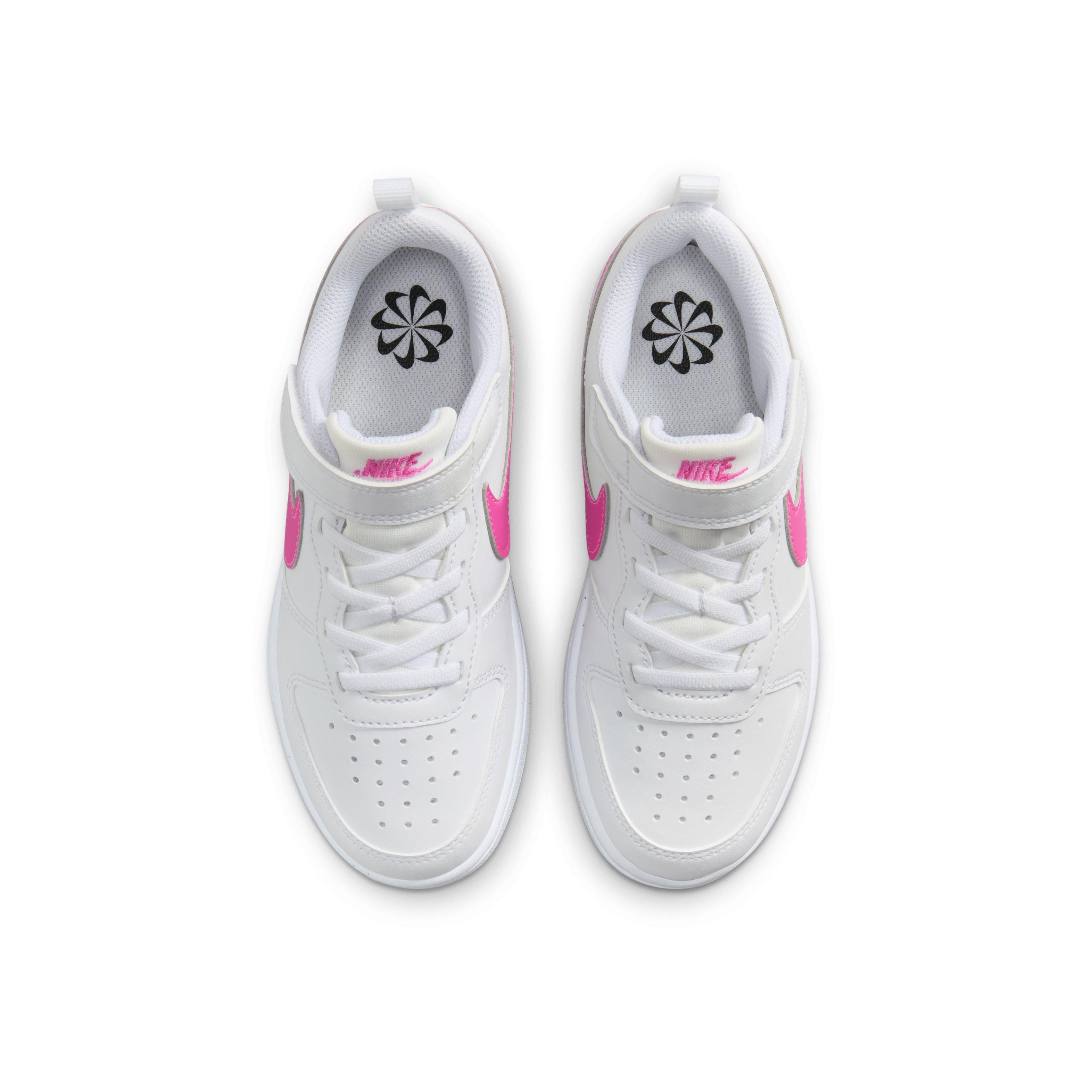 Nike Court Borough Low Recraft Preschool Girls' White/Laser Fuchsia Shoe