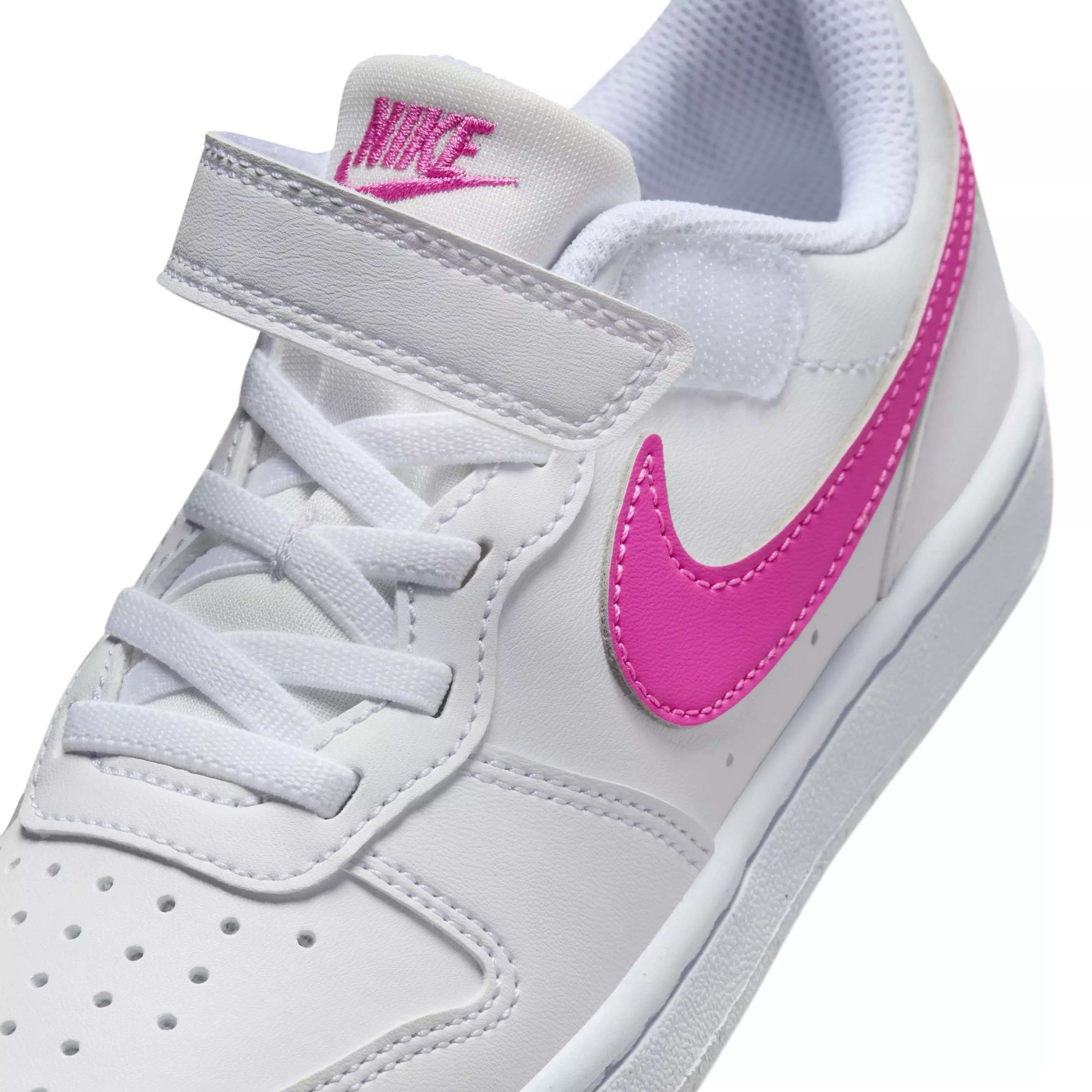 Nike Court Borough Low Recraft "White/Laser Fuchsia" Preschool Girls' Shoe - WHITE/FUCHSIA