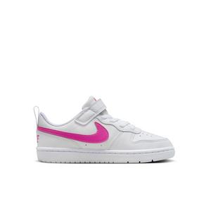 Nike Court Borough Low Recraft "White/Laser Fuchsia" Preschool Girls' Shoe