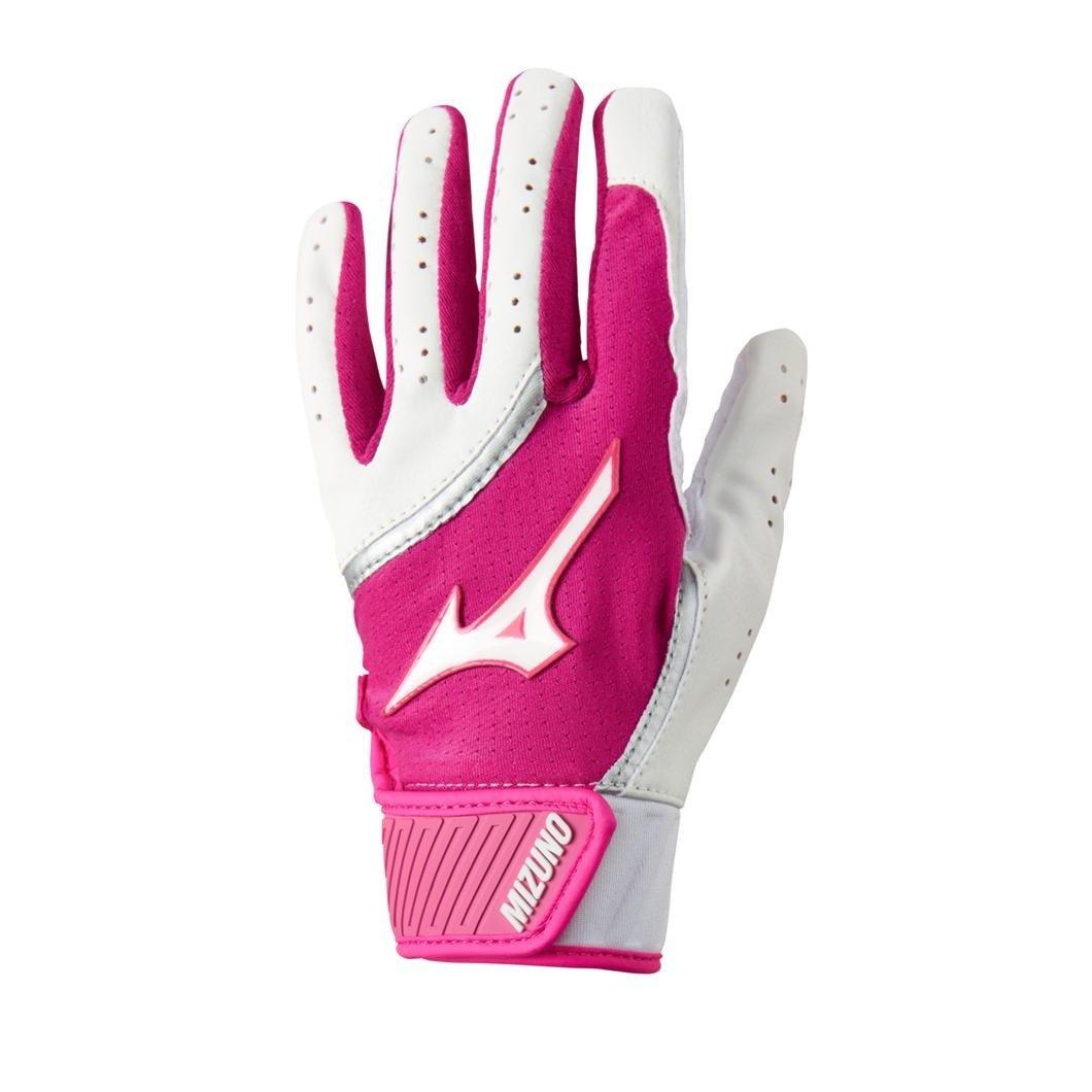 Mizuno Youth MVP Tee Ball Batting Gloves - WHITE/PINK Thumbnail View 1
