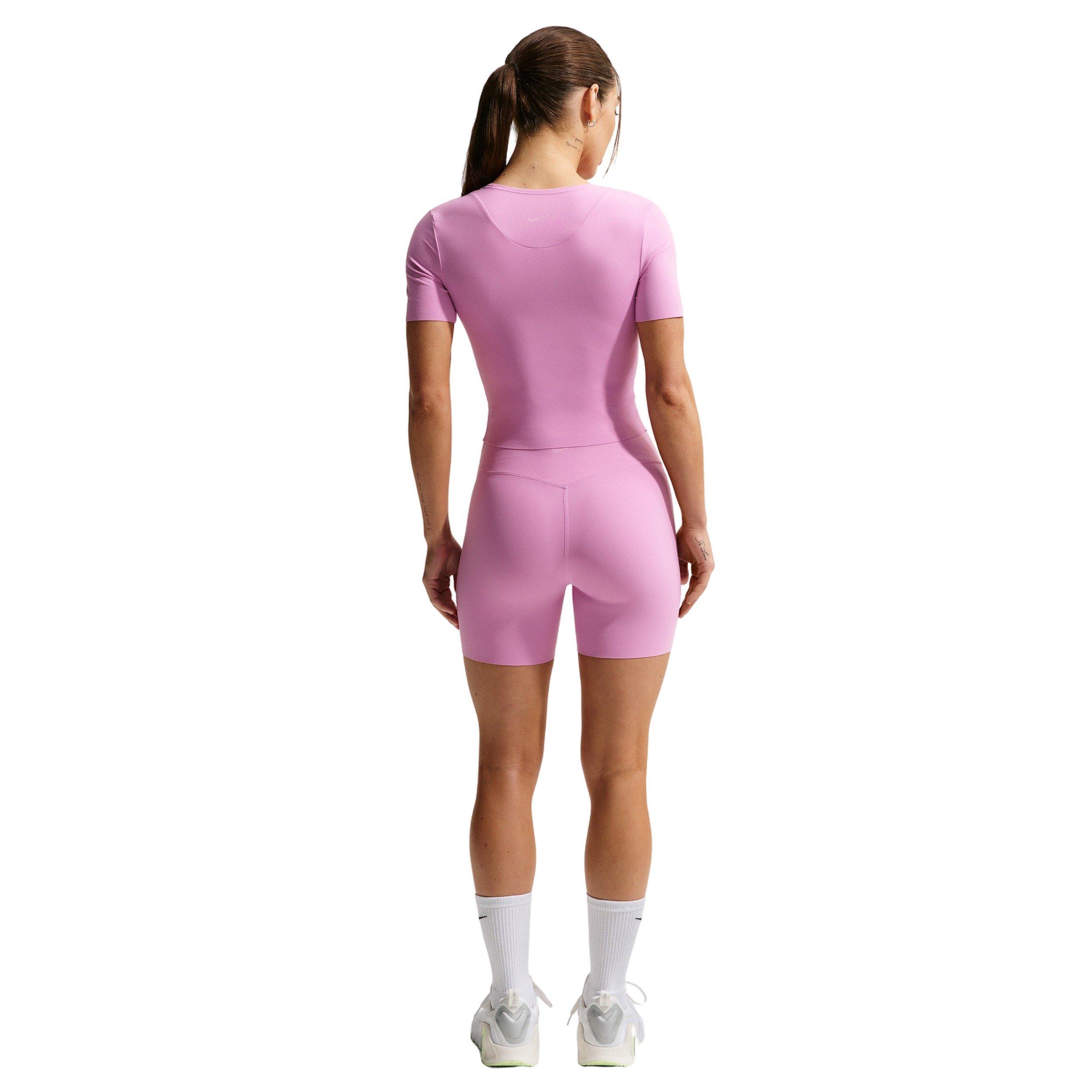 Nike Women's Zenvy Dri-FIT Short-Sleeve Top - Lt Magenta - LT MAGENTA Thumbnail View 5