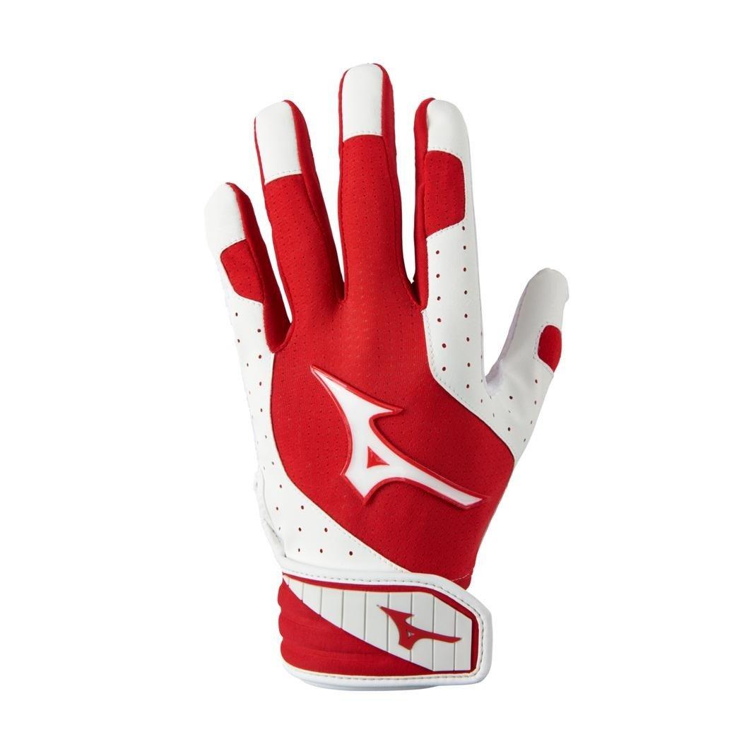 Mizuno Finch Padded Softball Batting Gloves - WHITE/RED Thumbnail View 1
