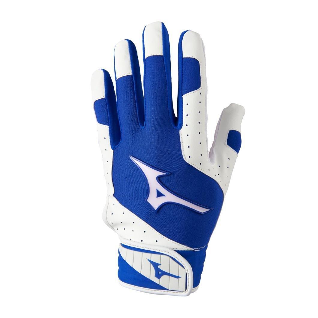 Mizuno Finch Padded Softball Batting Gloves - WHITE/ROYAL Thumbnail View 1
