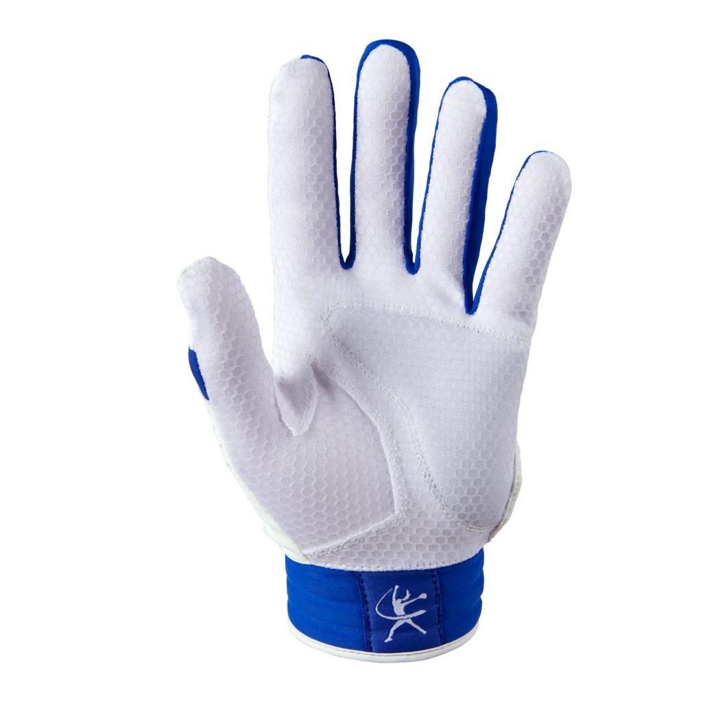 Mizuno Finch Padded Softball Batting Gloves - WHITE/ROYAL Thumbnail View 2