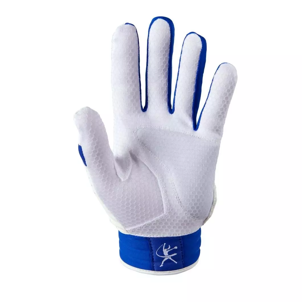 Mizuno Finch Padded Softball Batting Gloves - WHITE/ROYAL