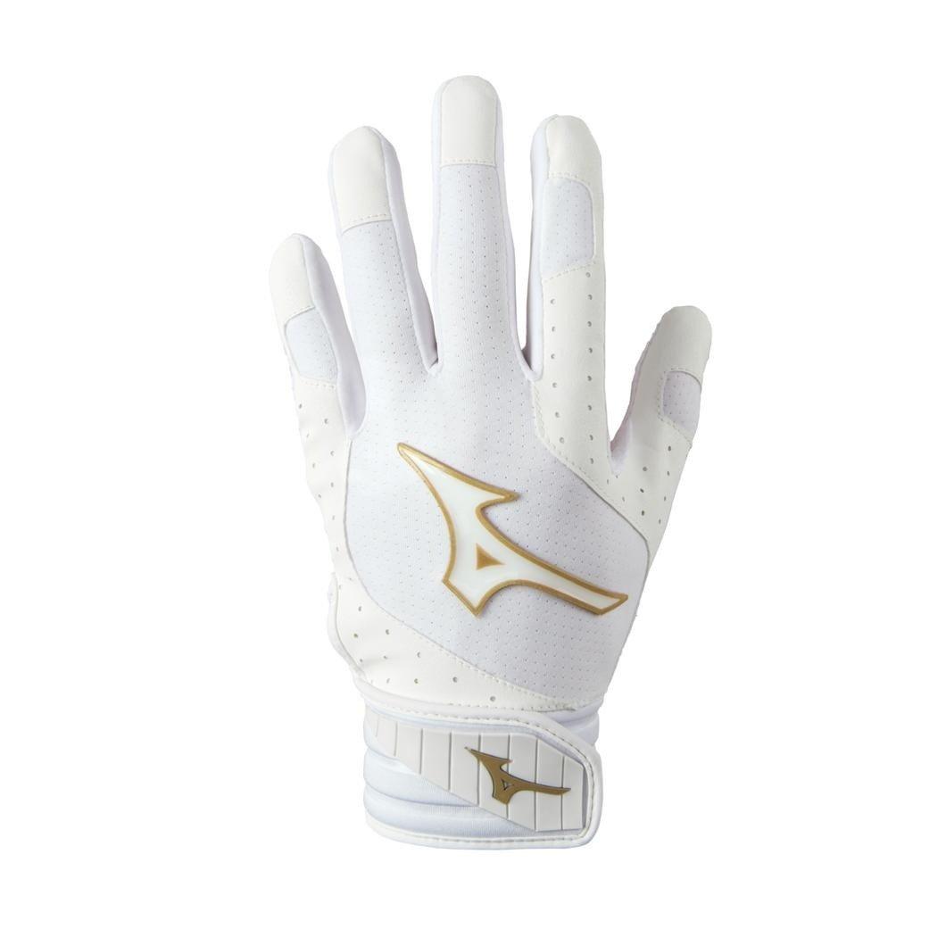Mizuno Finch Padded Softball Batting Gloves - WHITE/GOLD Thumbnail View 1