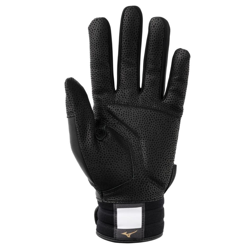 Mizuno Pro Select Fastpitch Softball Batting Gloves - BLACK/GOLD Thumbnail View 2