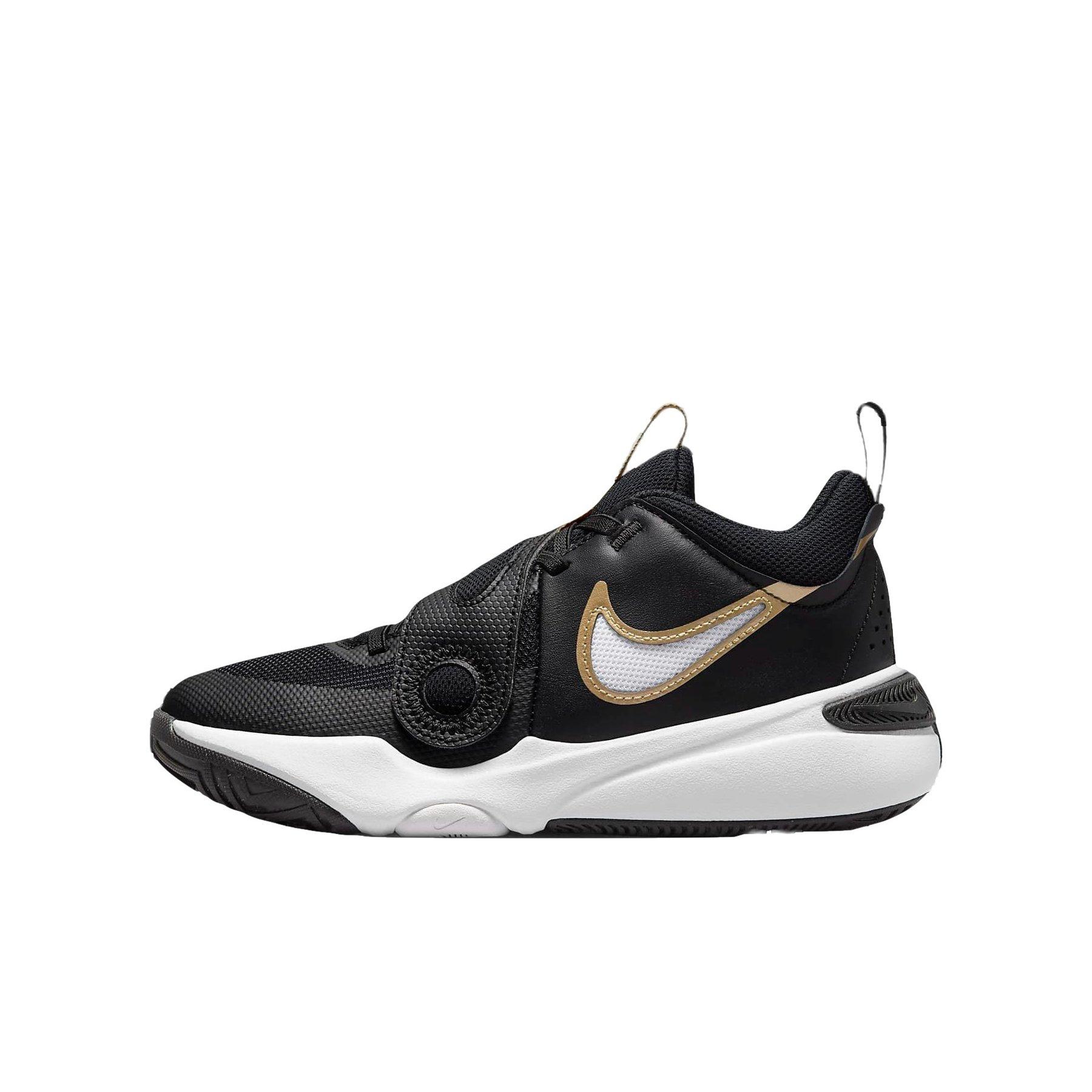 Nike Team Hustle D 11 Grade School Boys' "Black/White/Metallic Gold" Basketball Shoe