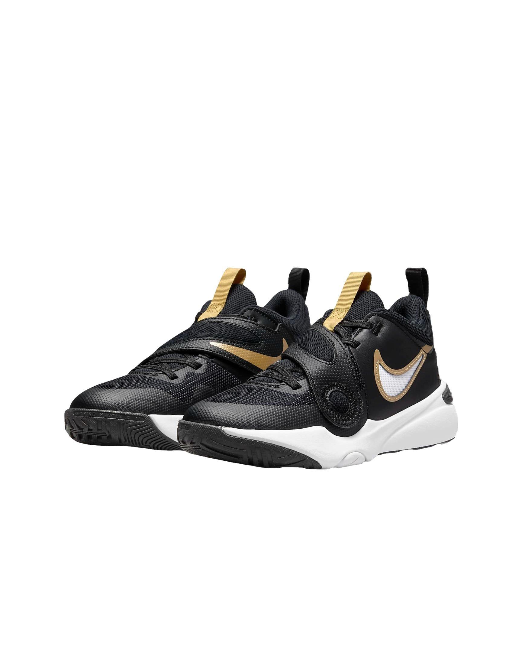 Nike Team Hustle D 11 Grade School Boys' "Black/White/Metallic Gold" Basketball Shoe