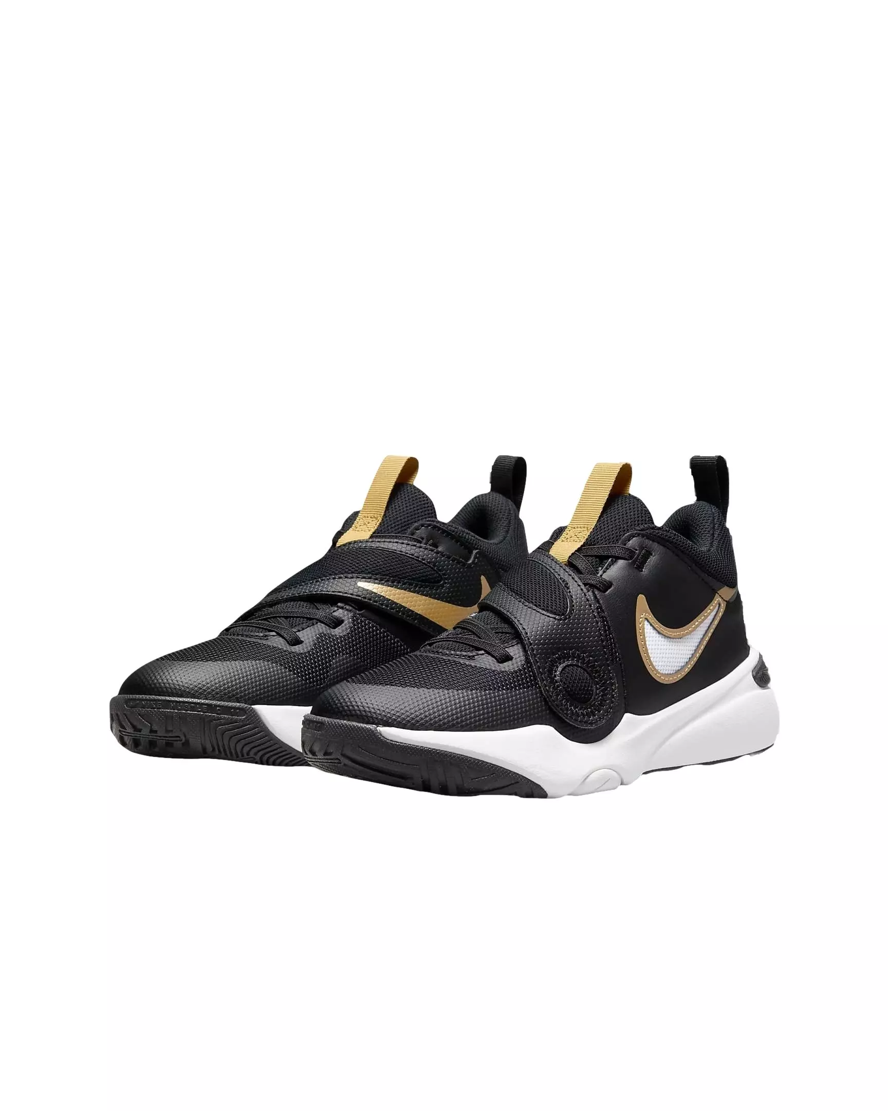 Nike Team Hustle D 11 "Black/White/Metallic Gold" Grade School Boys' Basketball Shoe - BLACK/WHITE/GOLD
