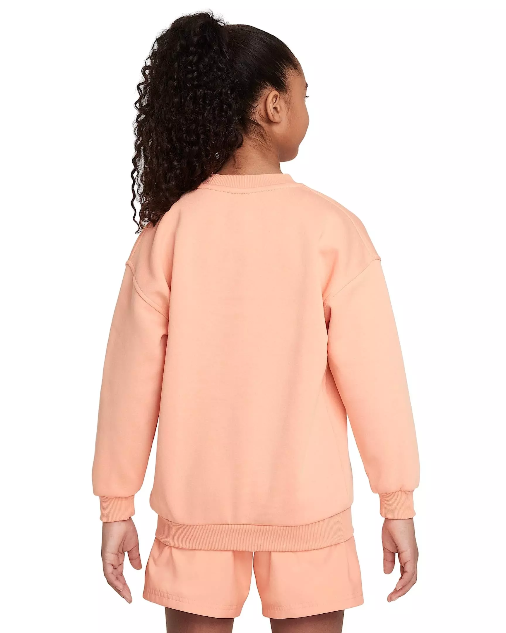 Nike Big Girls' Sportswear Club Fleece Oversized Crew LBR Sweatshirt - APRICOT