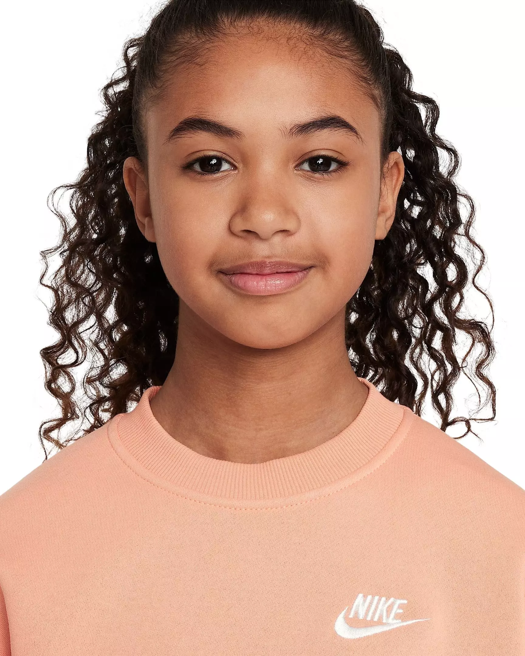 Nike Big Girls' Sportswear Club Fleece Oversized Crew LBR Sweatshirt - APRICOT