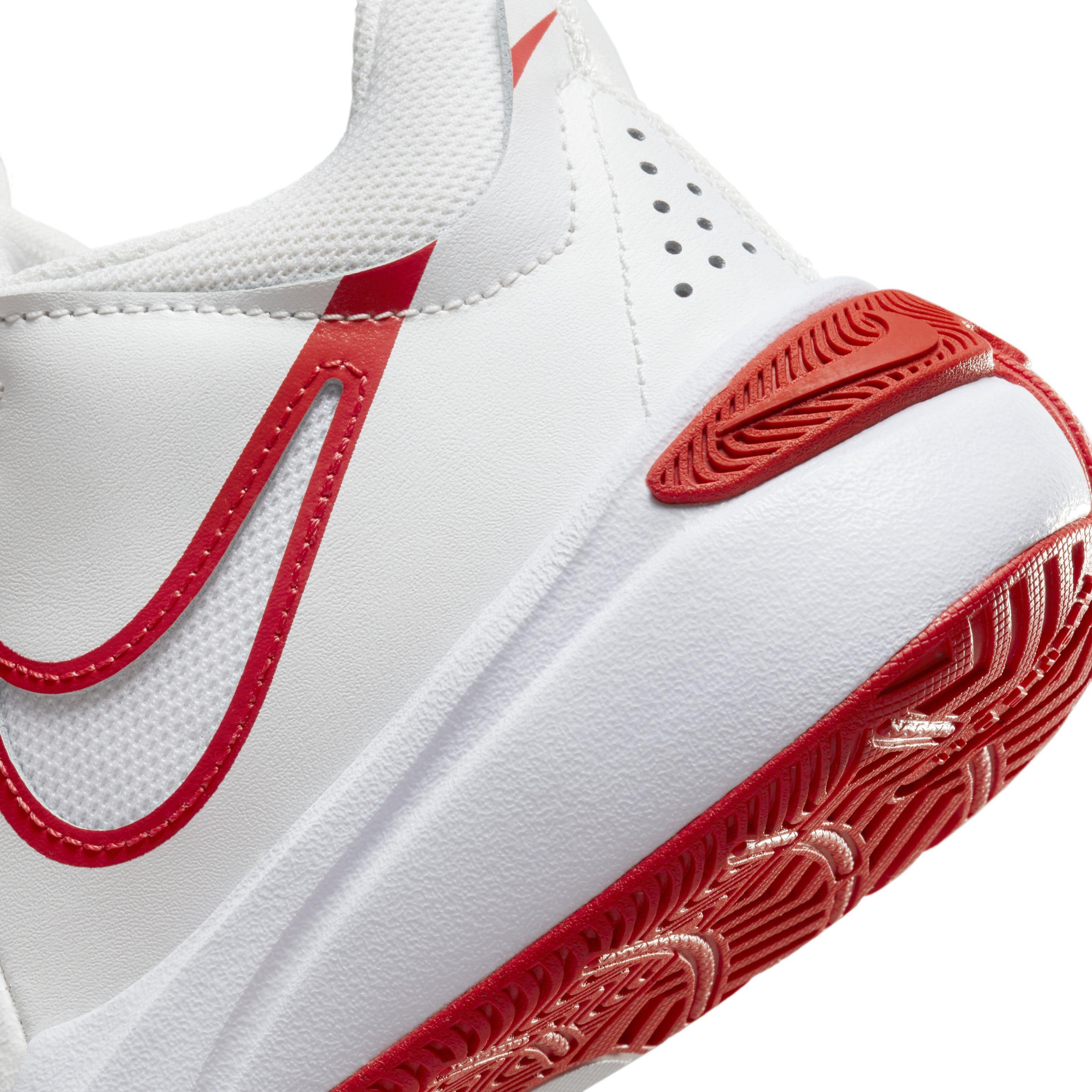 Nike Team Hustle D 11 Summit White White Track Red Grade School Boys Basketball Shoe