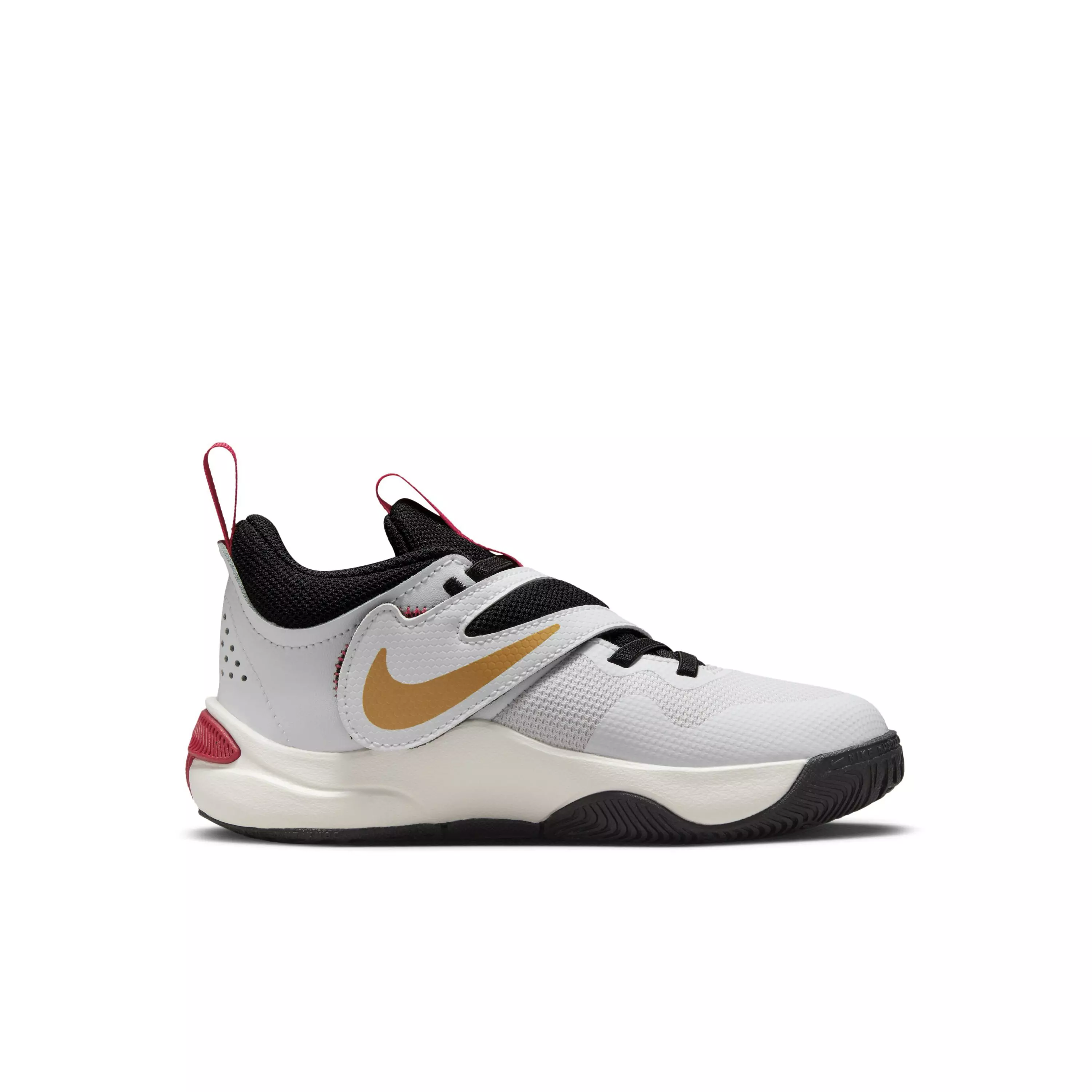 Nike Team Hustle D 11 "White/Metallic Gold/University Red/Black" Preschool Boys' Shoe - WHITE/GOLD/RED/BLACK
