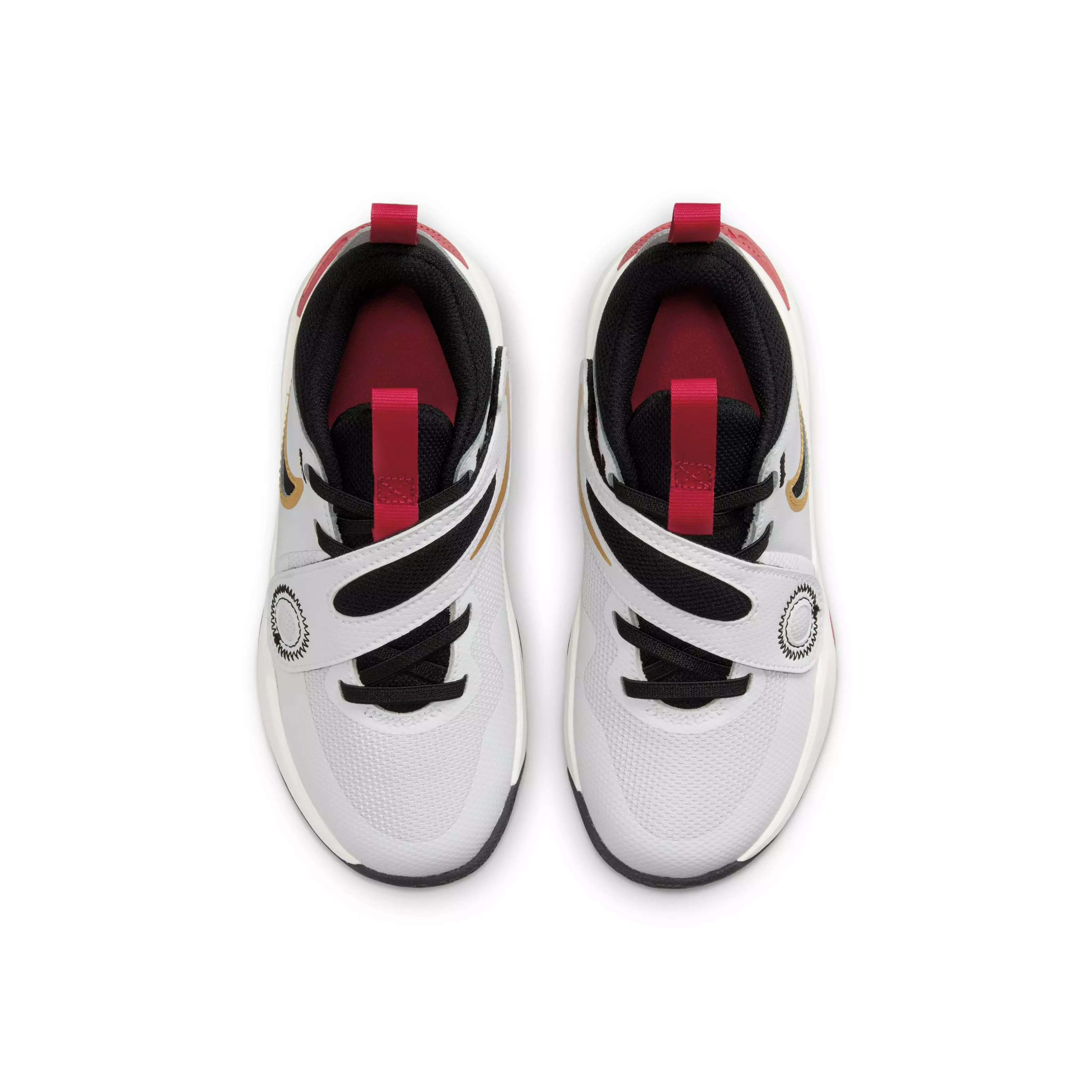 Nike Team Hustle D 11 "White/Metallic Gold/University Red/Black" Preschool Boys' Shoe - WHITE/GOLD/RED/BLACK