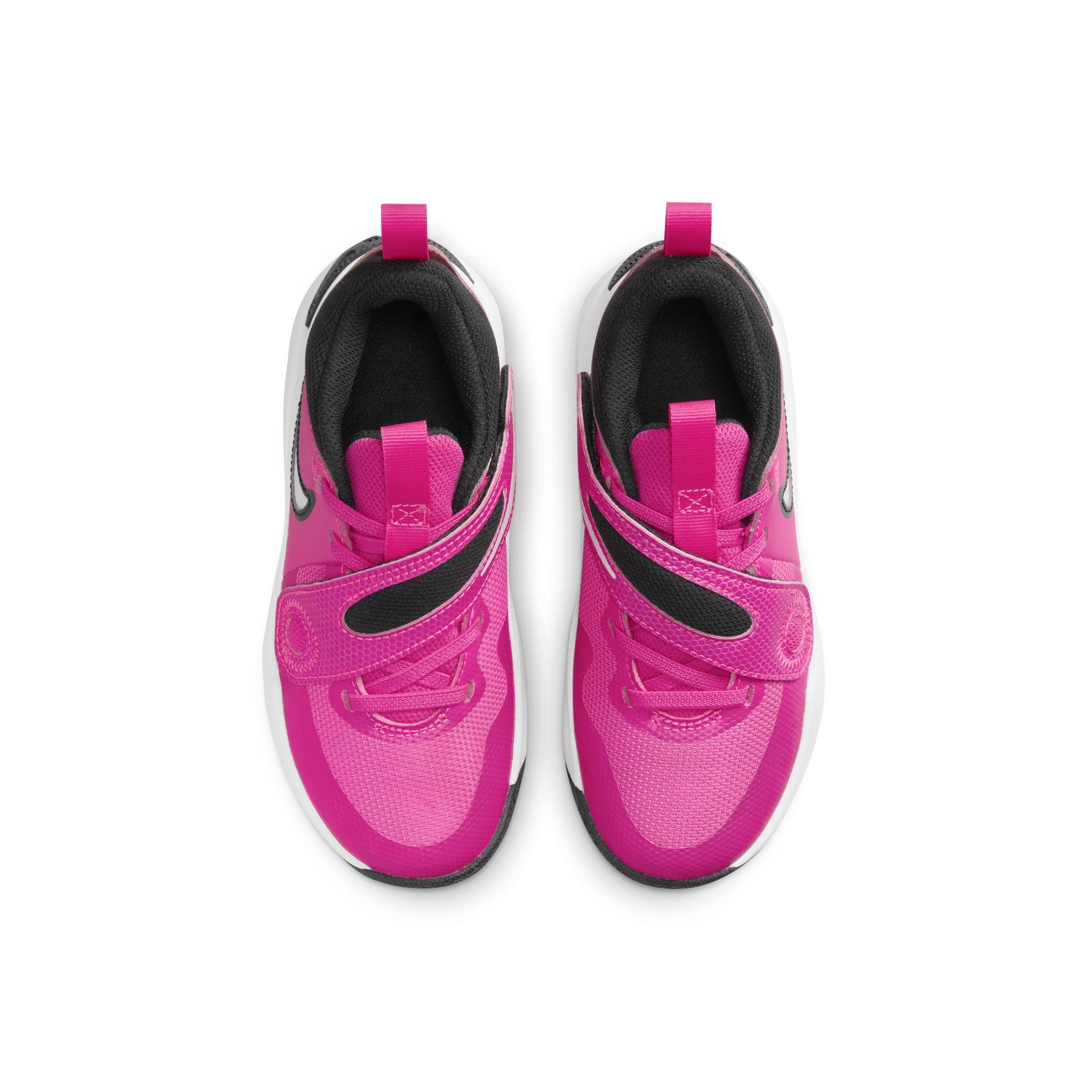 Nike Team Hustle D 11 Preschool Girls' "Fierce Pink/Black/White" Shoe