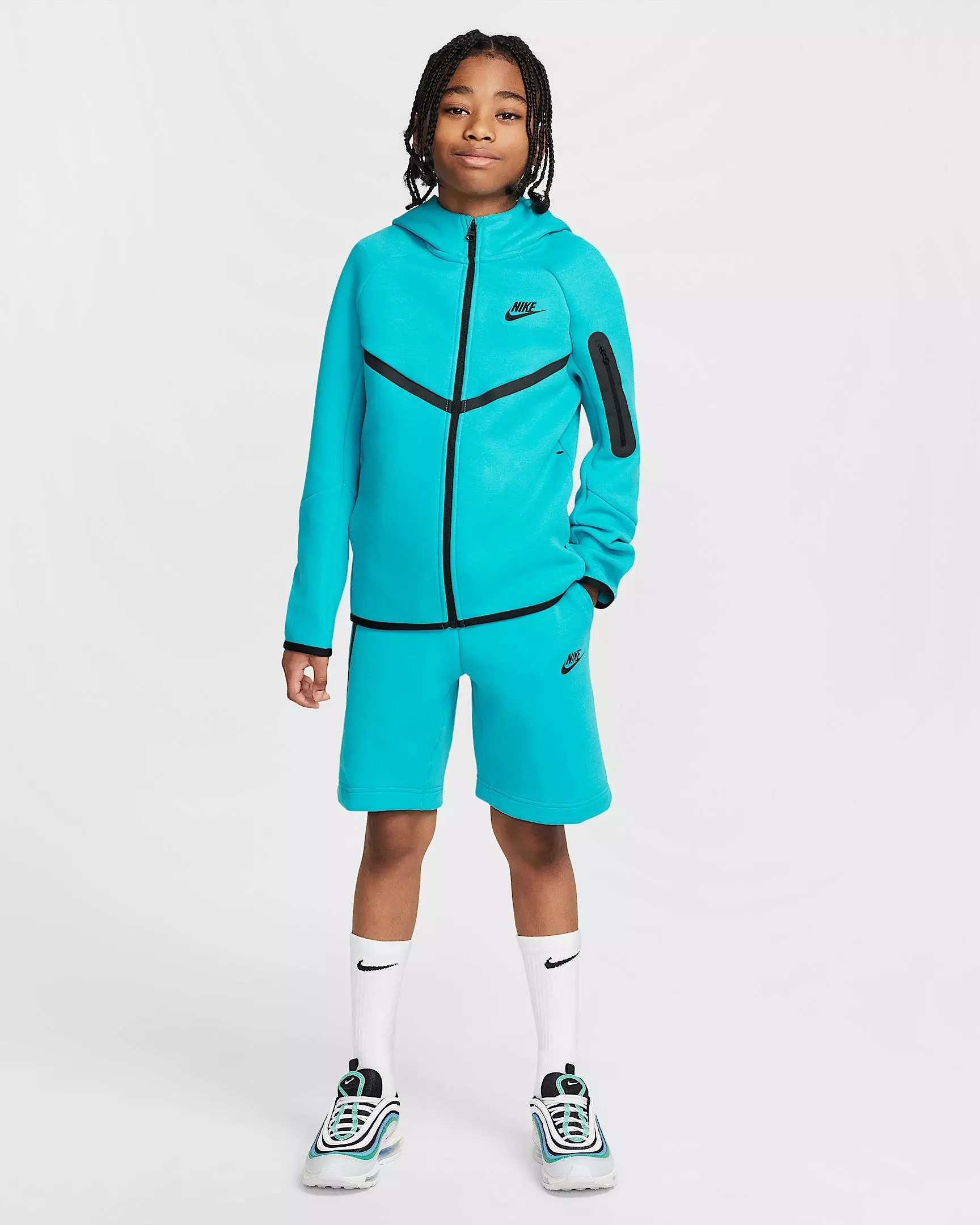 Nike Big Boys' Sportswear Tech Fleece Shorts - TURQUOISE 