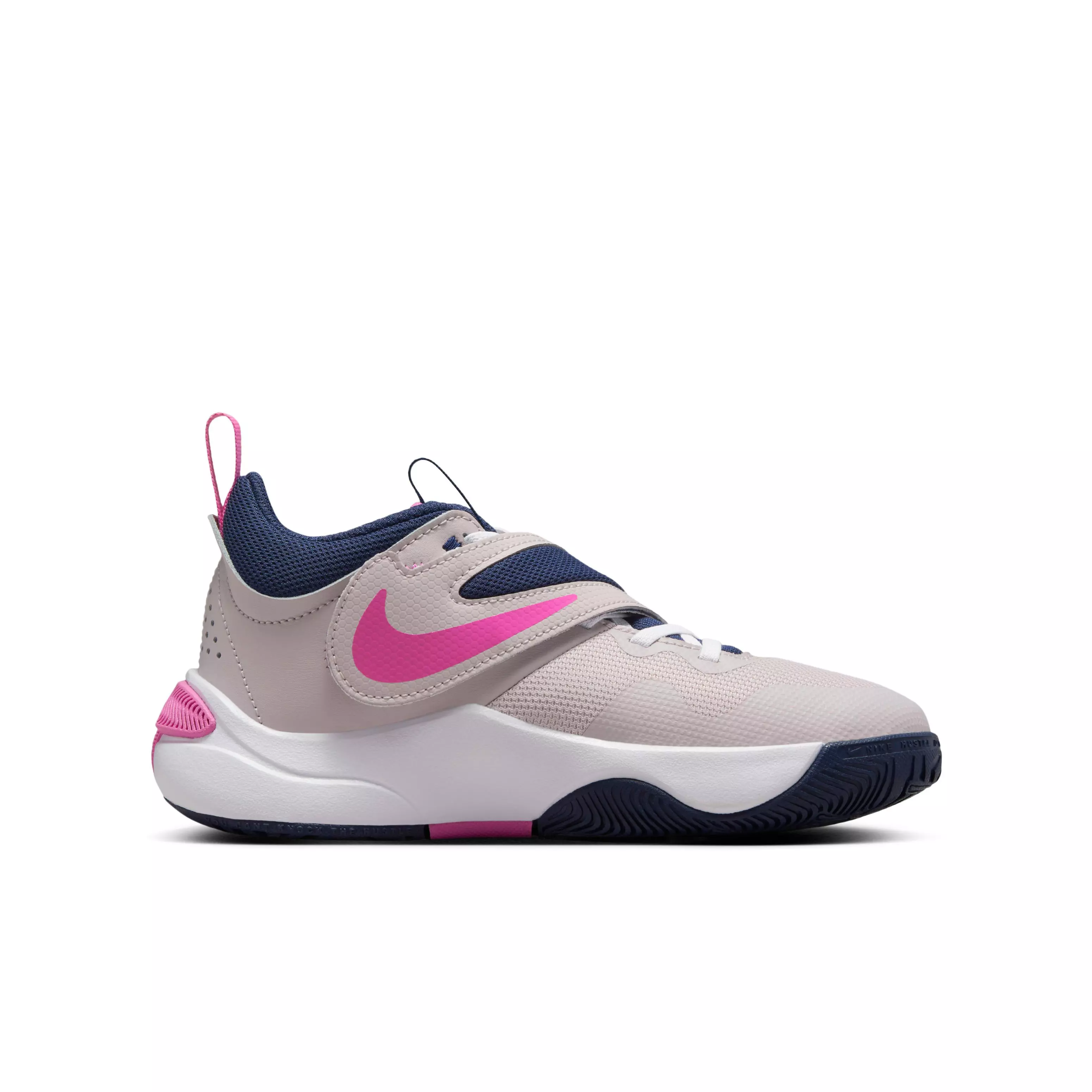 Nike Team Hustle D 11 "Platinum Violet/Playful Pink/Navy/White" Grade School Girls' Basketball Shoe - VIOLET/PINK/NAVY/WHITE