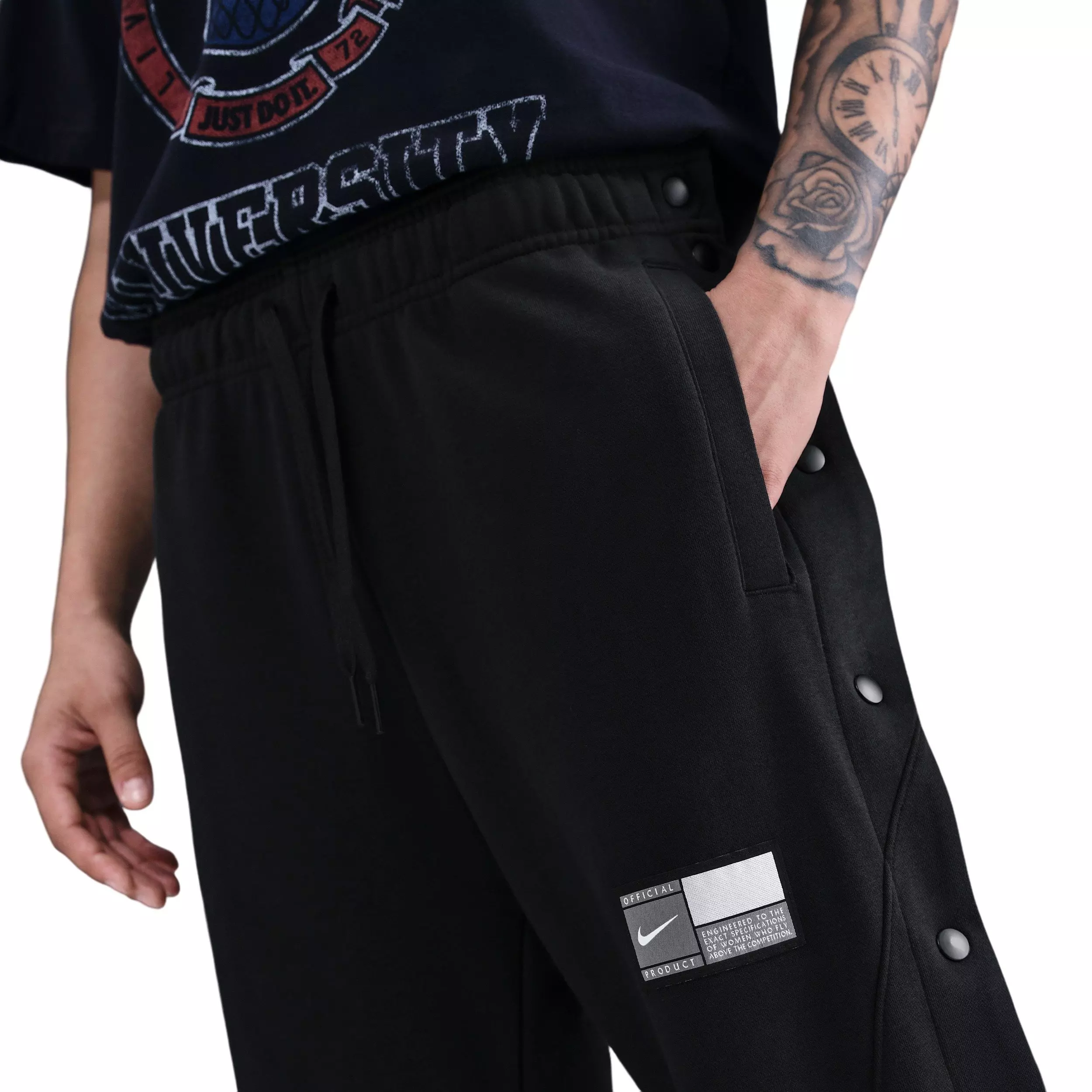 Nike Women's Fleece Tear-Away Basketball Pants -Black - BLACK