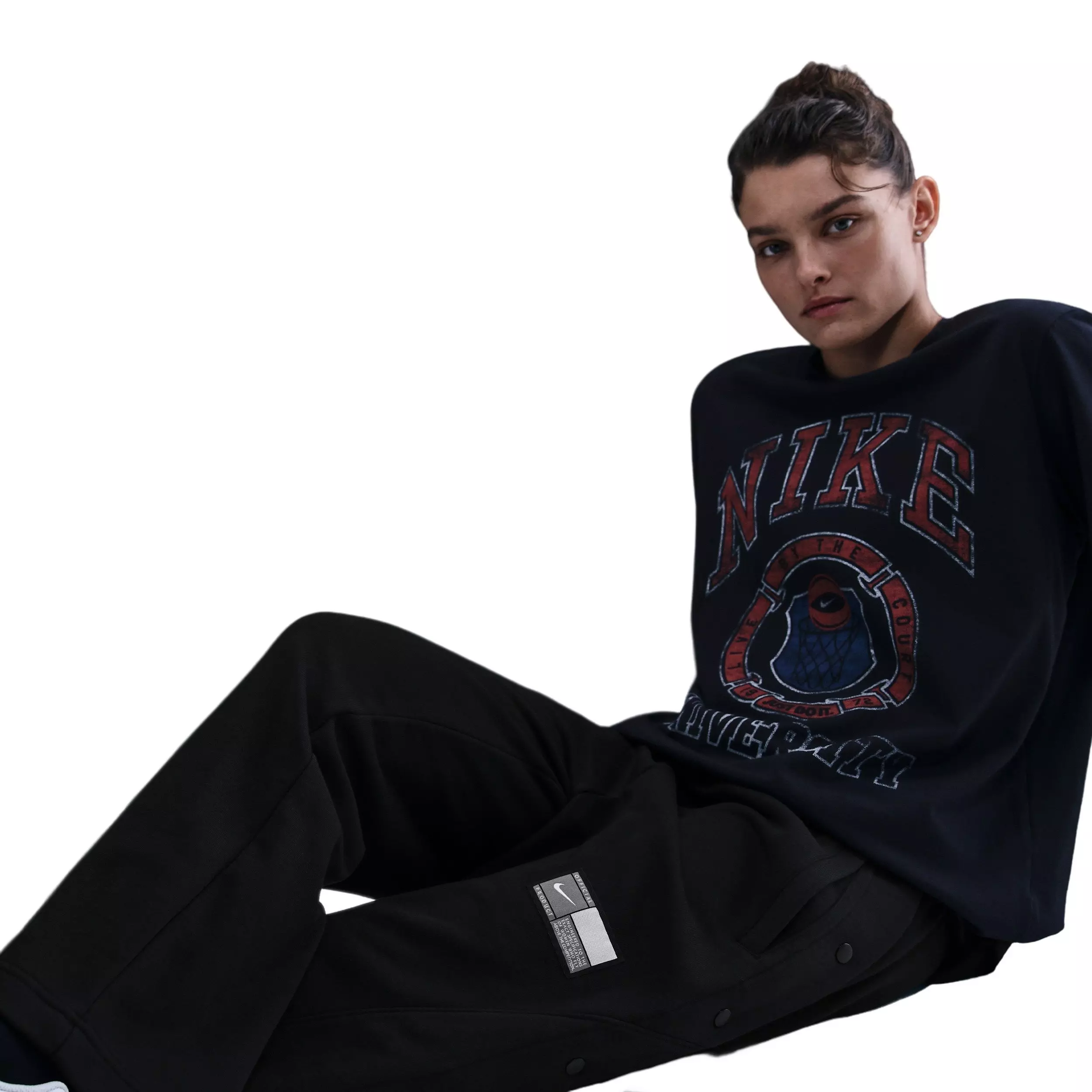 Nike Women's Fleece Tear-Away Basketball Pants - Black - BLACK