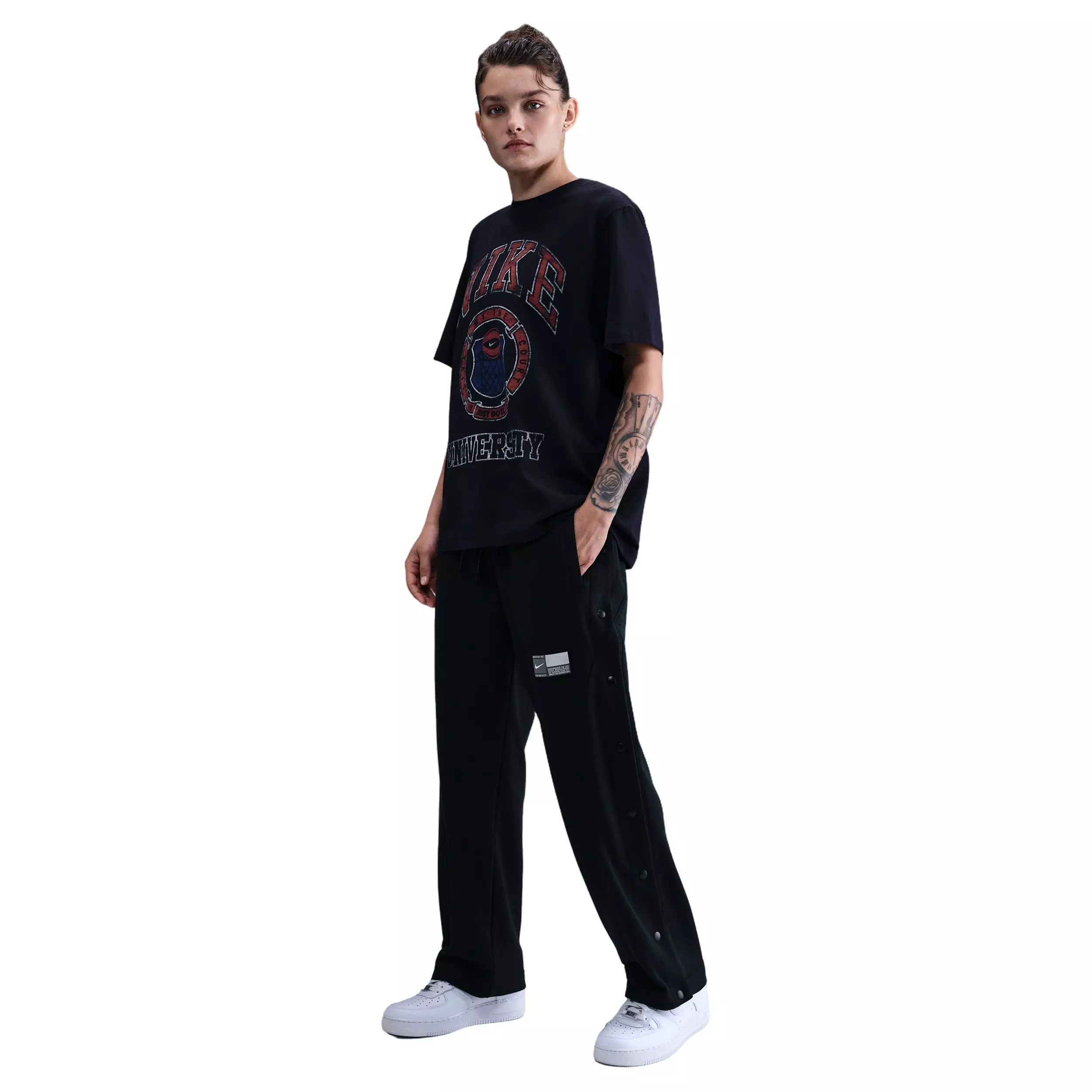 Nike Women's Fleece Tear-Away Basketball Pants -Black - BLACK