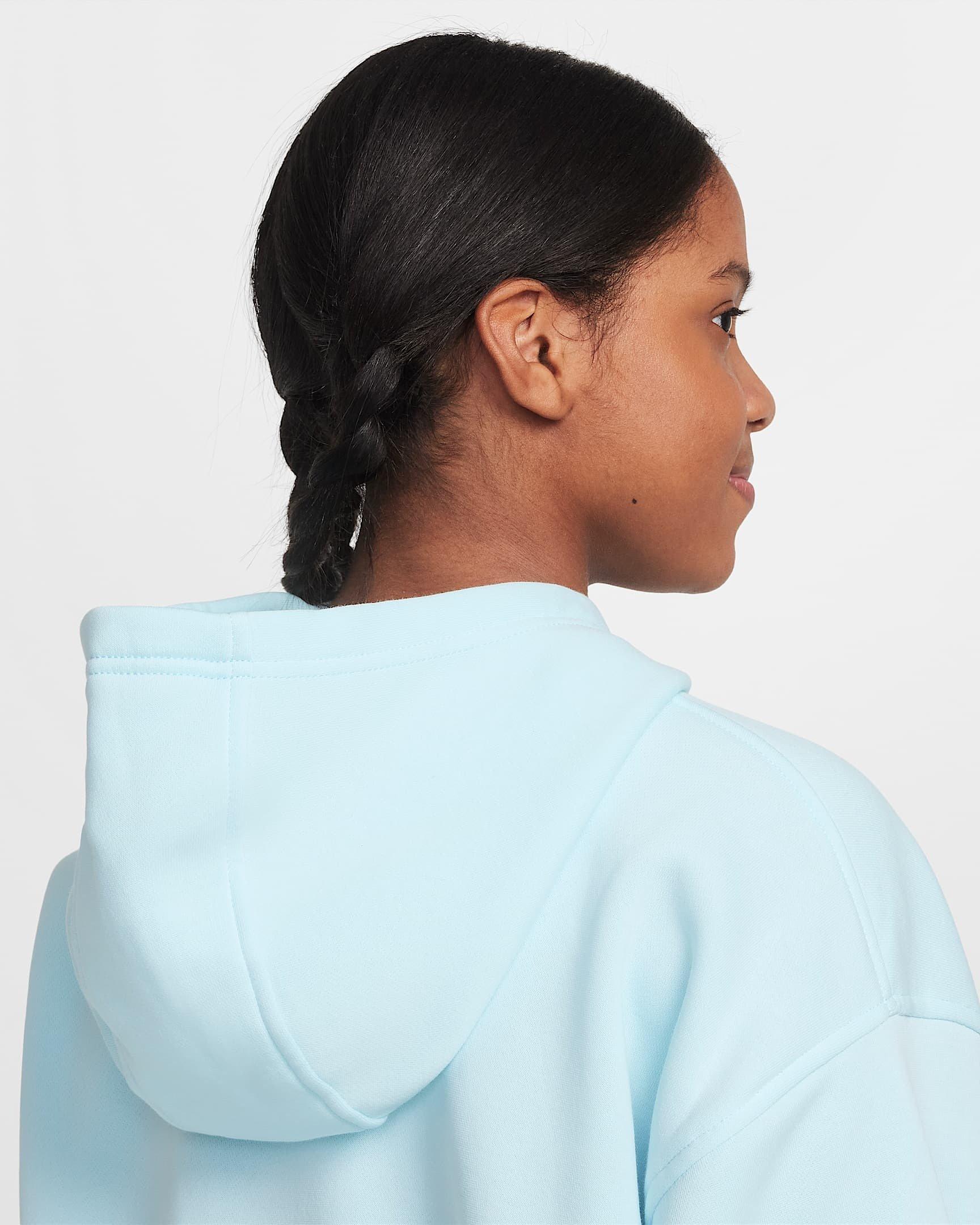 Nike Sportswear Club Fleece Oversized Big Girl's Blue Pullover Hoodie