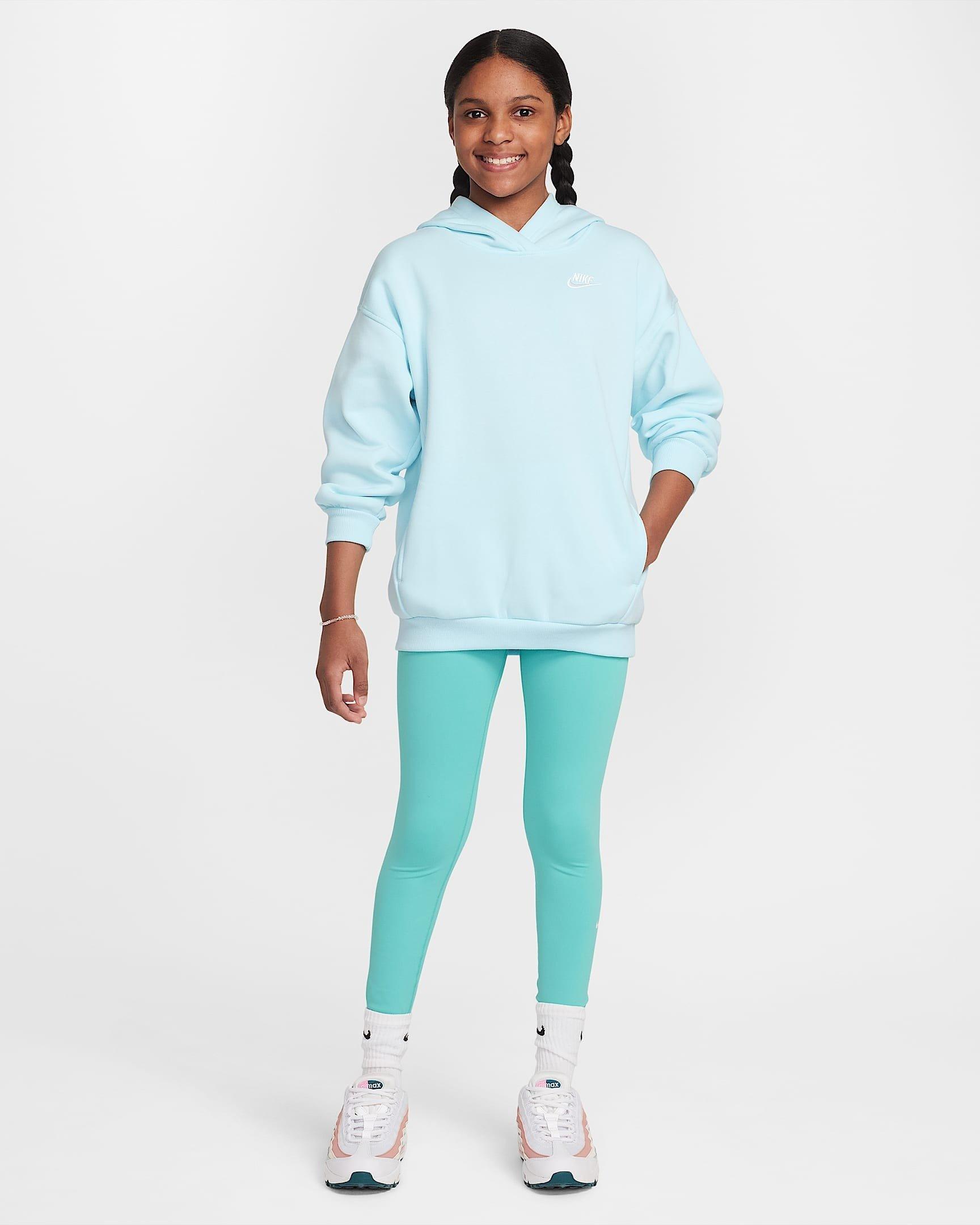Nike Sportswear Club Fleece Oversized Big Girl's Blue Pullover Hoodie