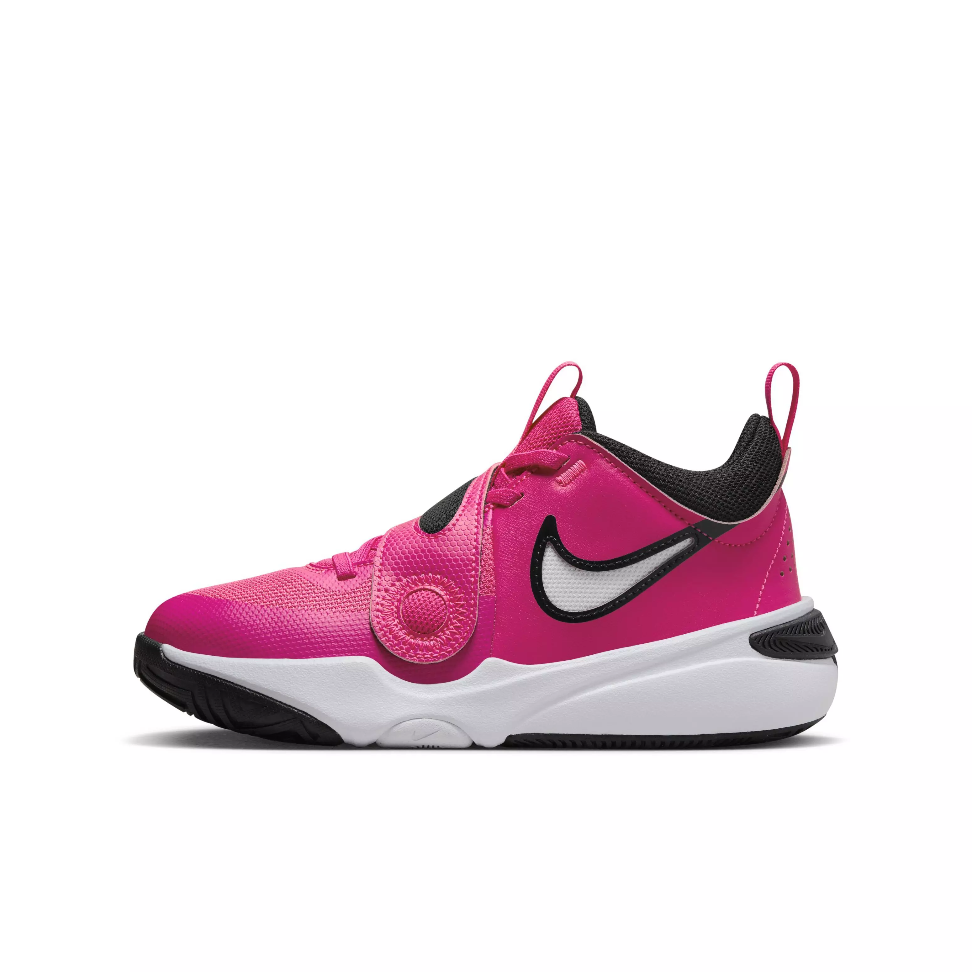 Nike Team Hustle D 11 "Fierce Pink/Black/Playful Pink/White" Grade School Girls' Basketball Shoe - PINK/BLACK/PINK/WHITE