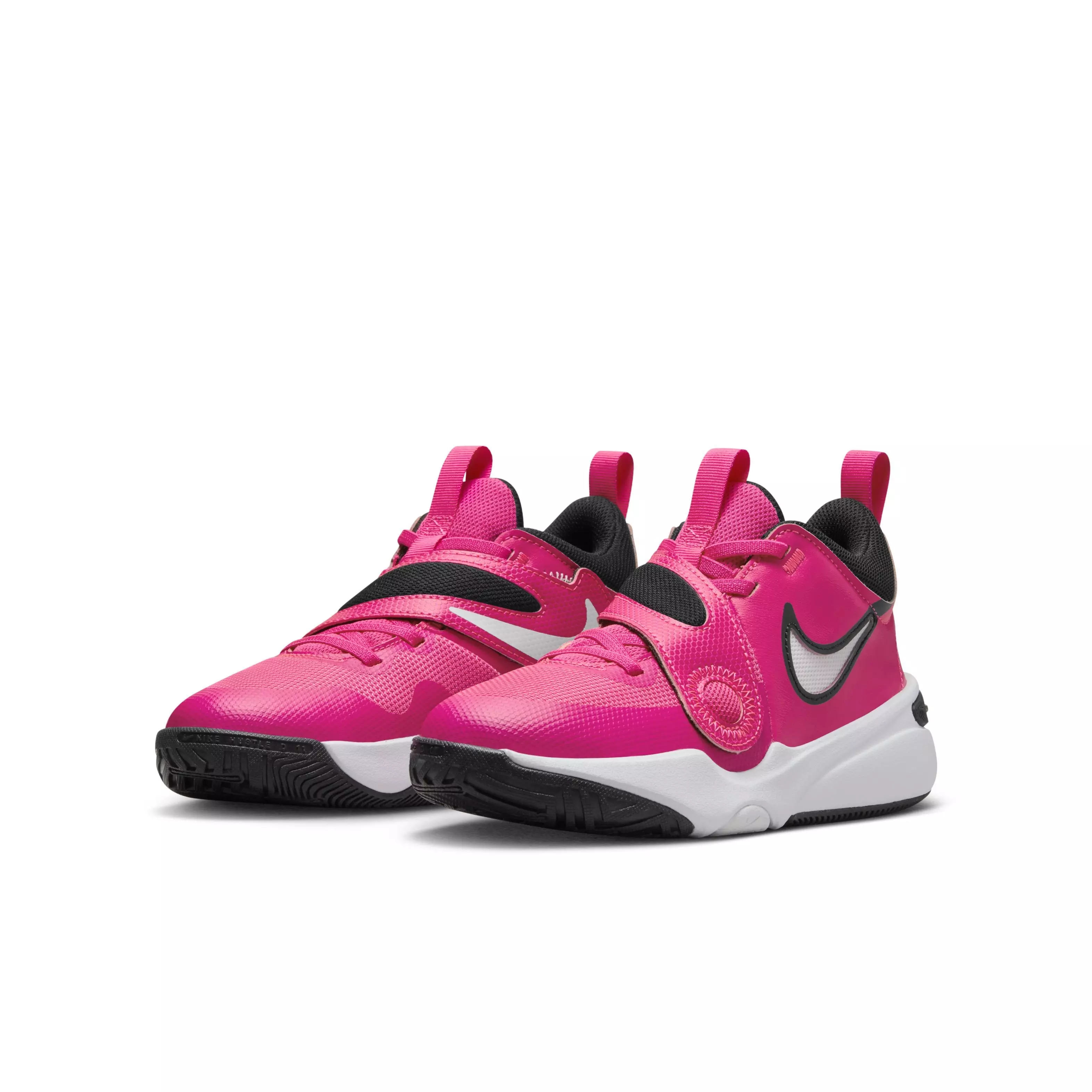Nike Team Hustle D 11 "Fierce Pink/Black/Playful Pink/White" Grade School Girls' Basketball Shoe - PINK/BLACK/PINK/WHITE