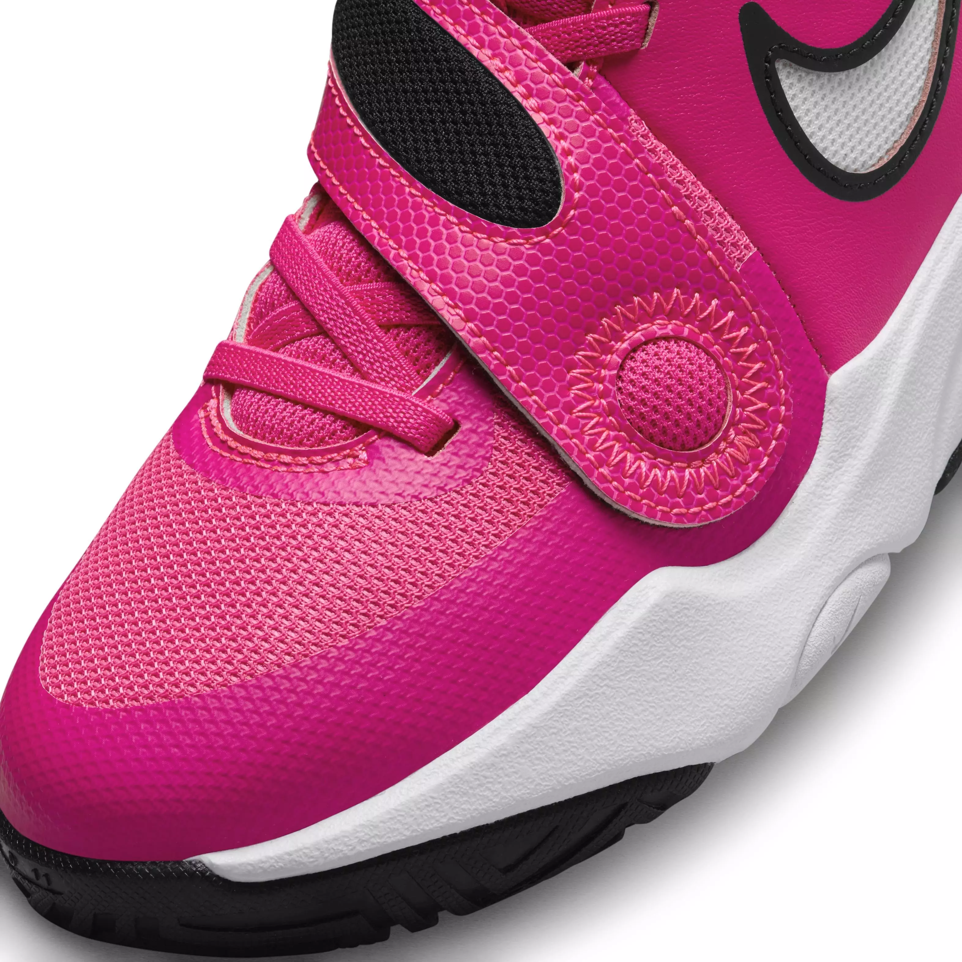 Nike Team Hustle D 11 "Fierce Pink/Black/Playful Pink/White" Grade School Girls' Basketball Shoe - PINK/BLACK/PINK/WHITE