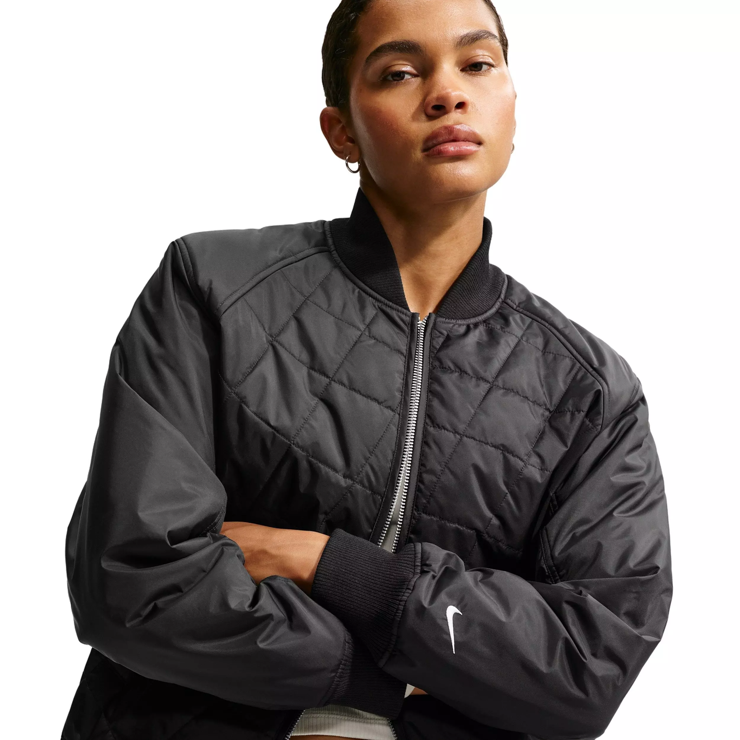 Nike Women's Sportswear Loose Quilted Jacket -Black - BLACK