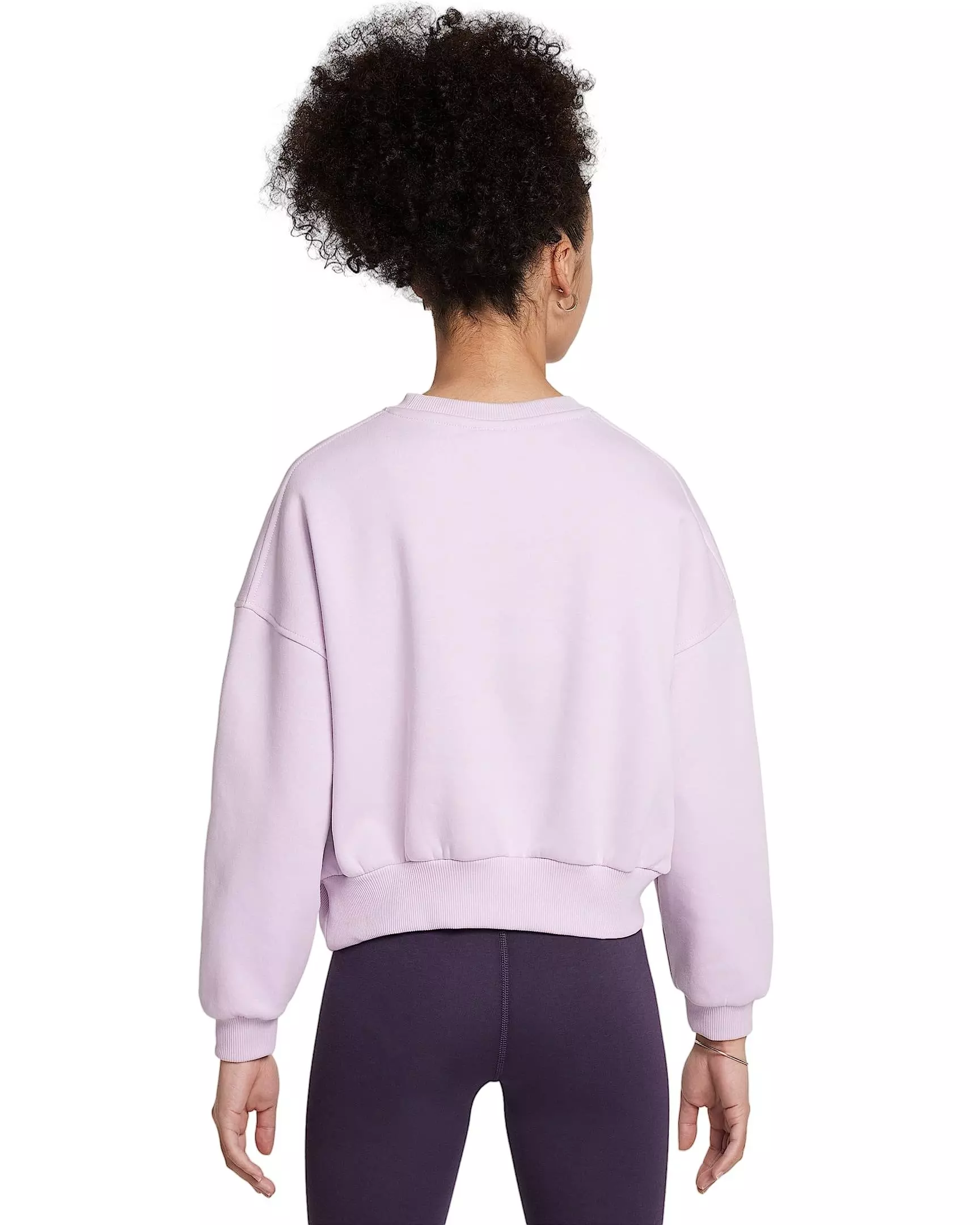 Nike Big Girls' Sportswear Club Fleece Boxy Crew-Neck LBR Sweatshirt - PURPLE