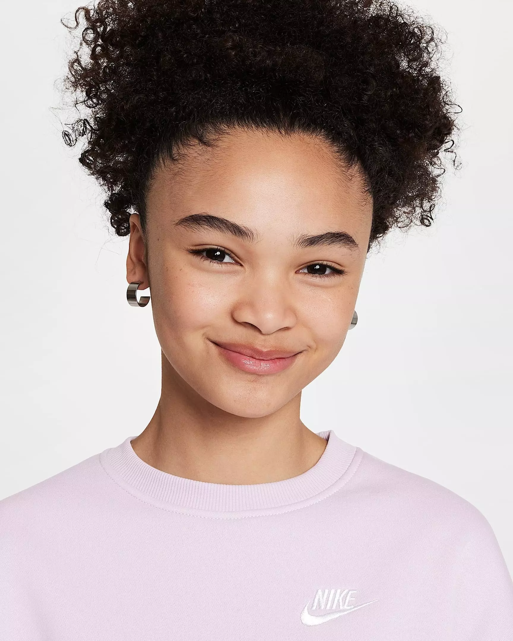 Nike Big Girls' Sportswear Club Fleece Boxy Crew-Neck LBR Sweatshirt - PURPLE