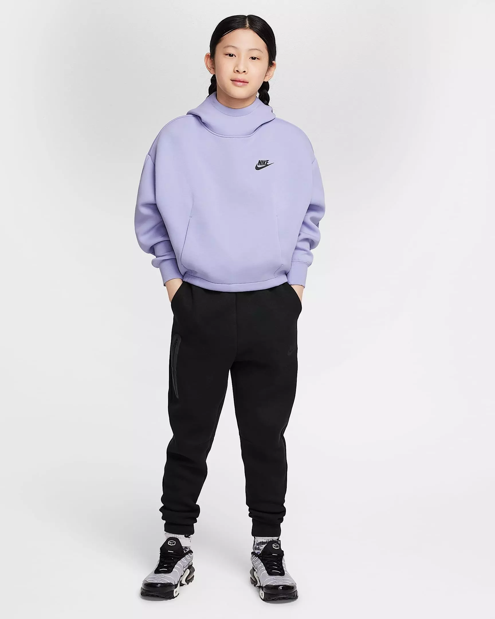 Nike Big Girls' Sportswear Tech Fleece Oversized Hoodie - PURPLE