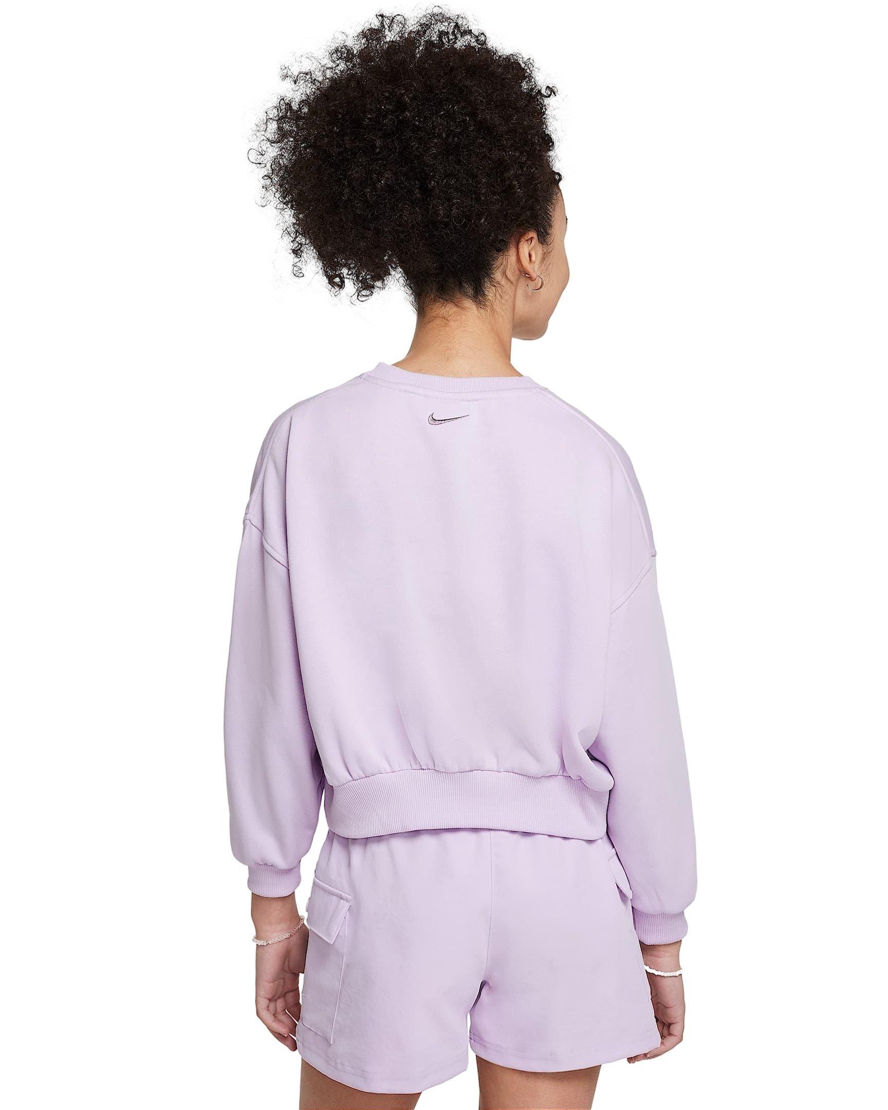 Nike Sportswear Club French Terry Crewneck Big Girls' Purple Sweatshirt