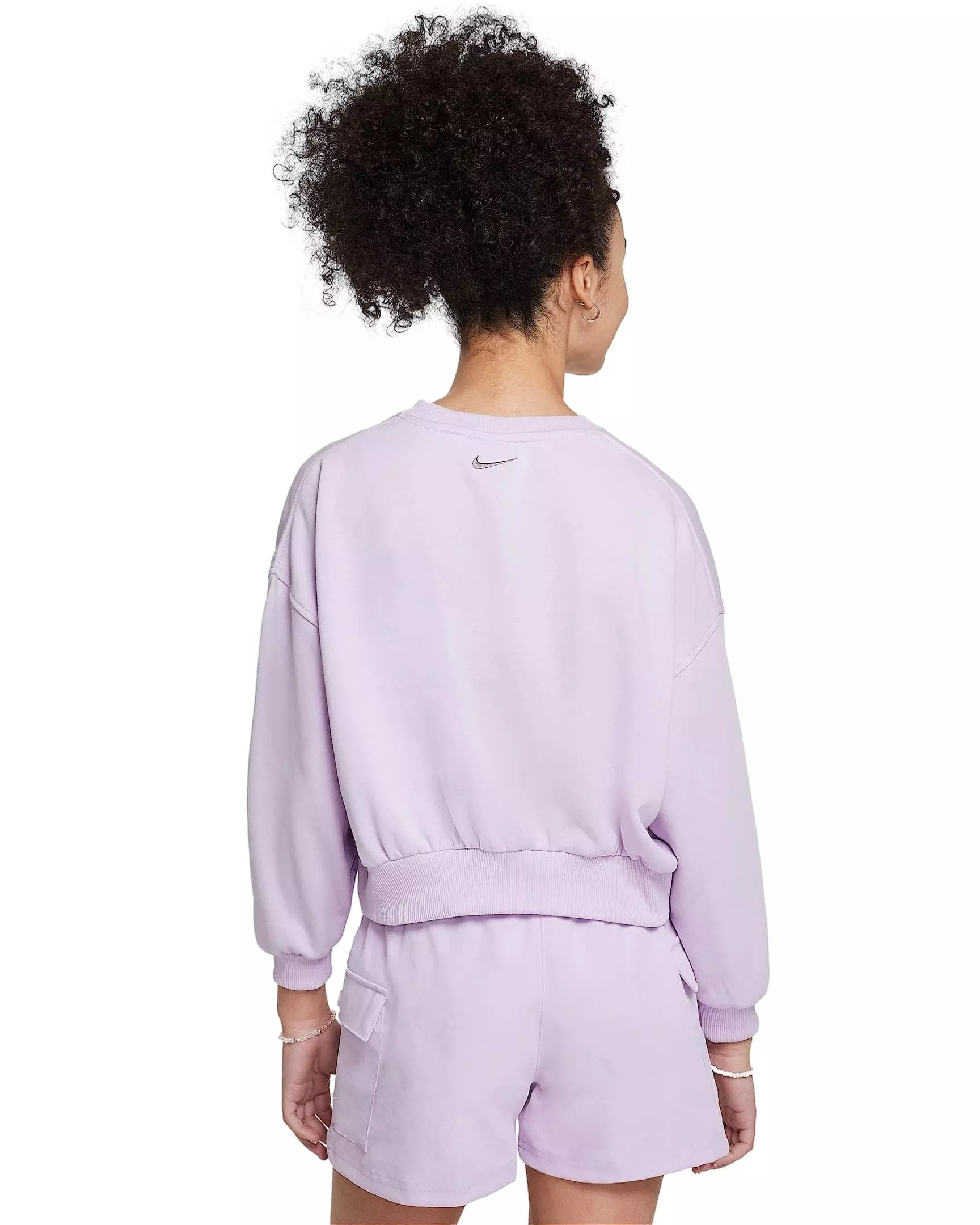 Nike Big Girls' Sportswear Club French Terry Crewneck Sweatshirt - Purple - PURPLE