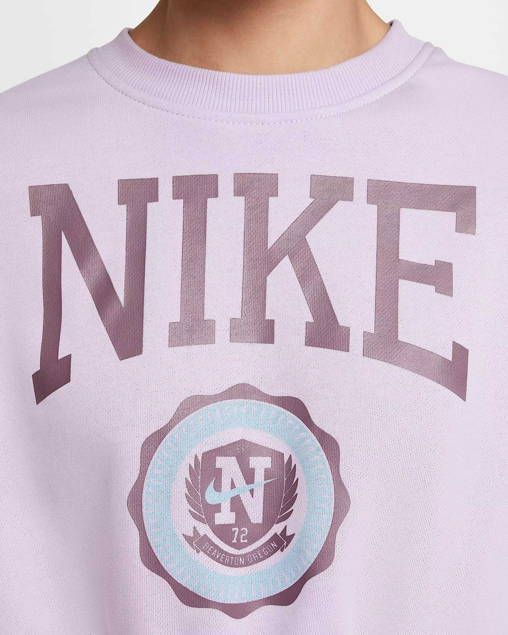 Nike Big Girls' Sportswear Club French Terry Crewneck Sweatshirt - Purple - PURPLE