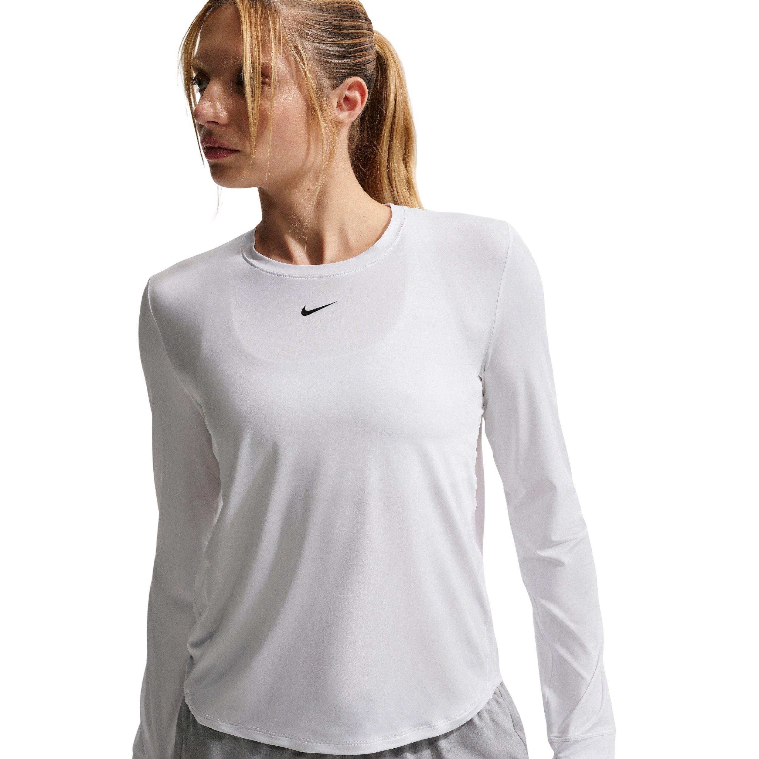 Nike Women's One Classic Dri-FIT Long-Sleeve Top -White - WHITE Thumbnail View 1