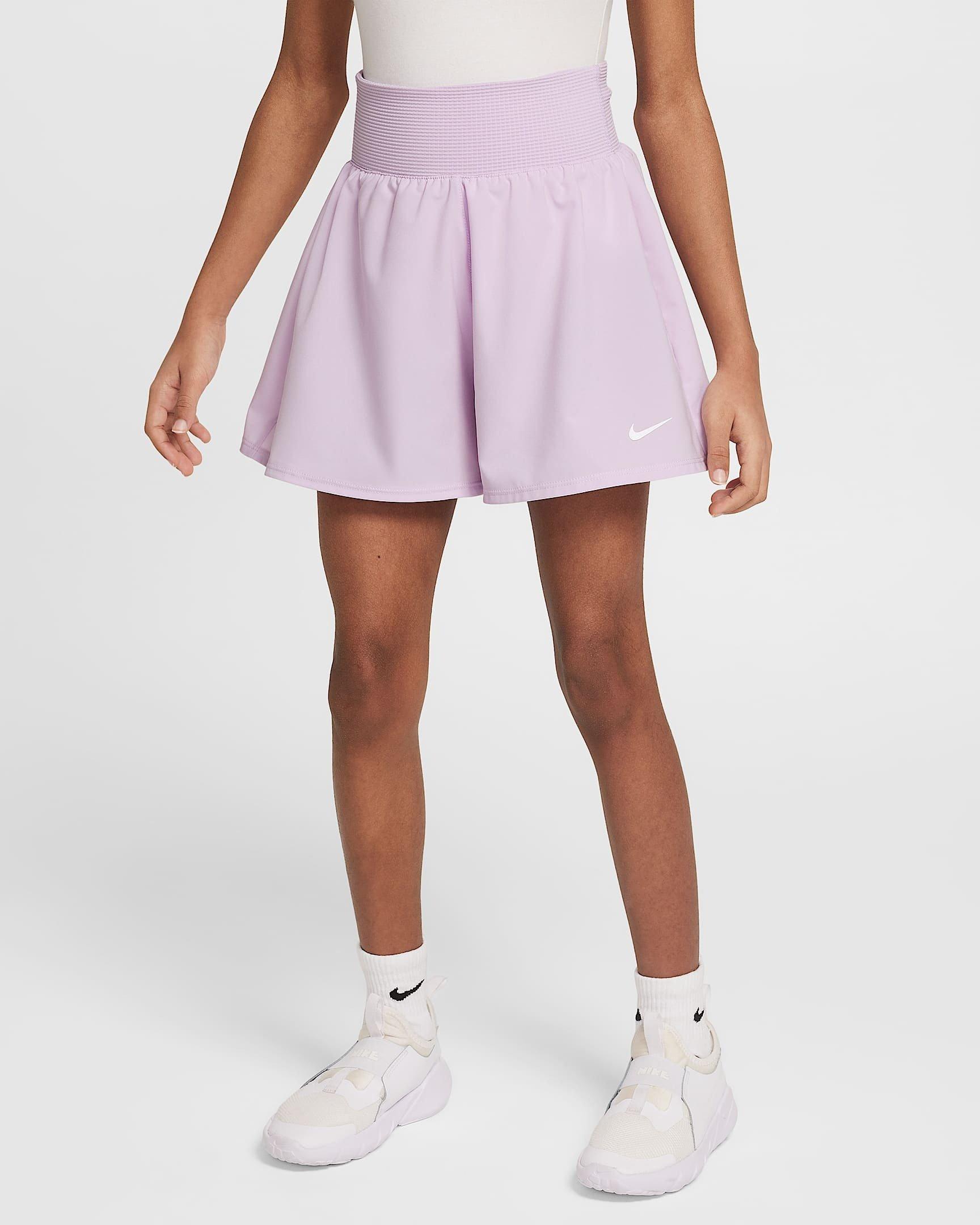 Nike Big Girls' Dri-FIT FM Shorts - PURPLE Thumbnail View 5