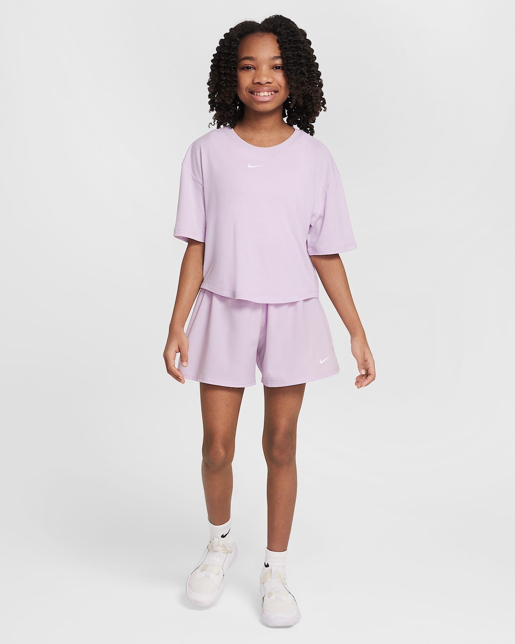 Nike Big Girls' Dri-FIT FM Shorts - PURPLE Thumbnail View 6