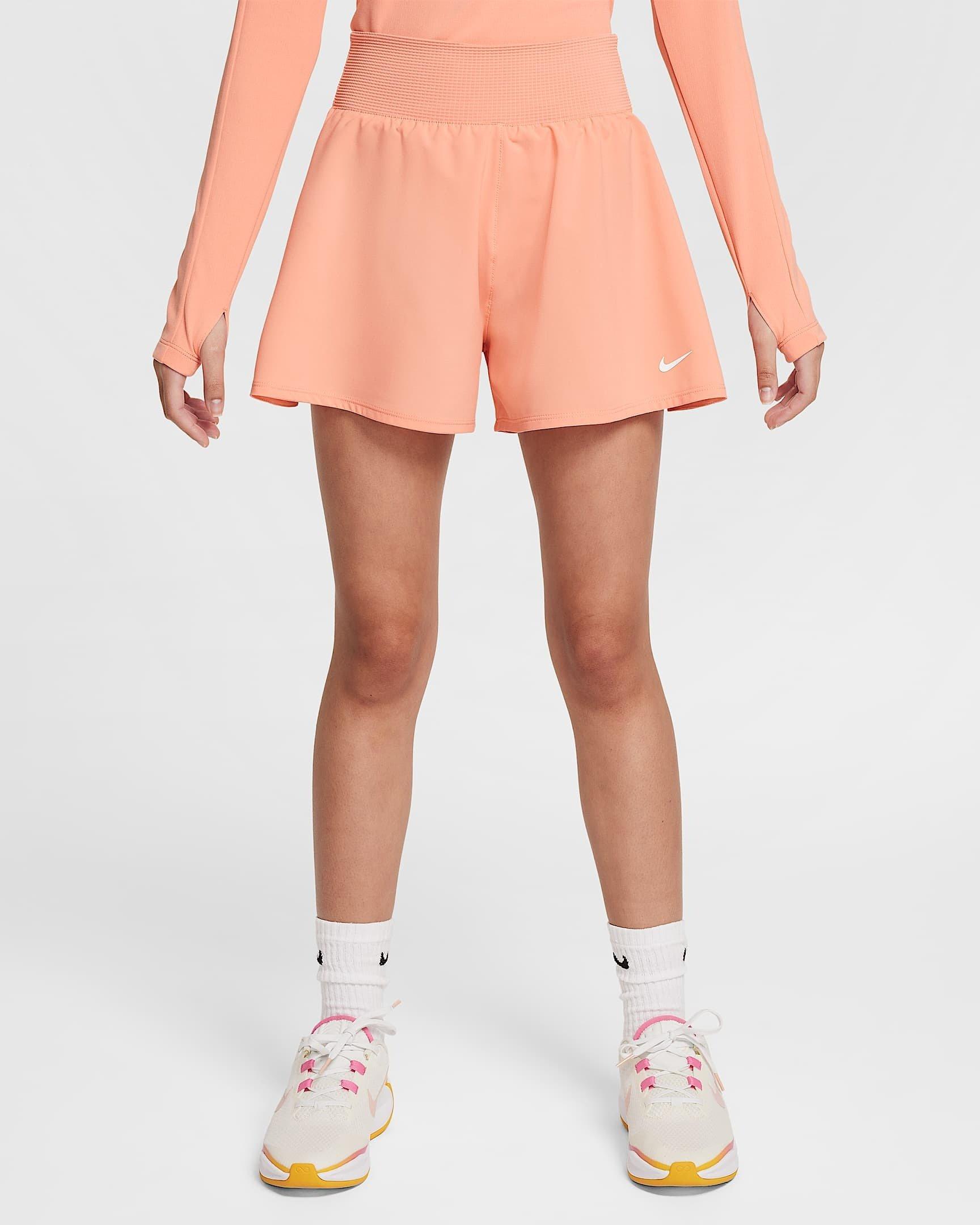 Nike Big Girls' Dri-FIT FM Shorts - ORANGE Thumbnail View 5