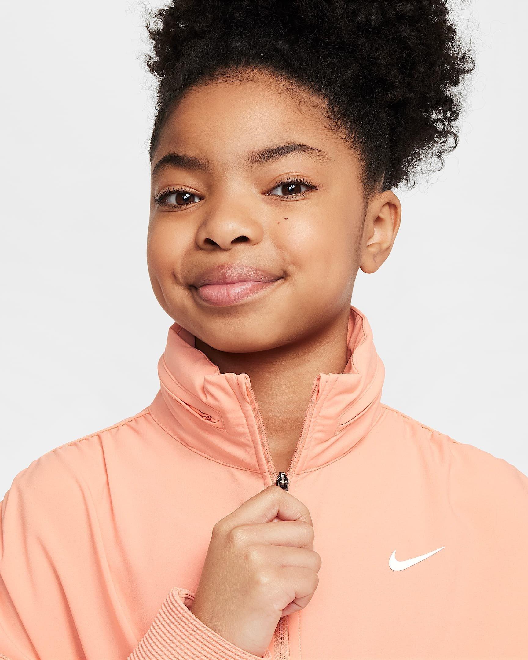 Nike Big Girls' Dri-FIT Lightweight FM Jacket - ORANGE Thumbnail View 3